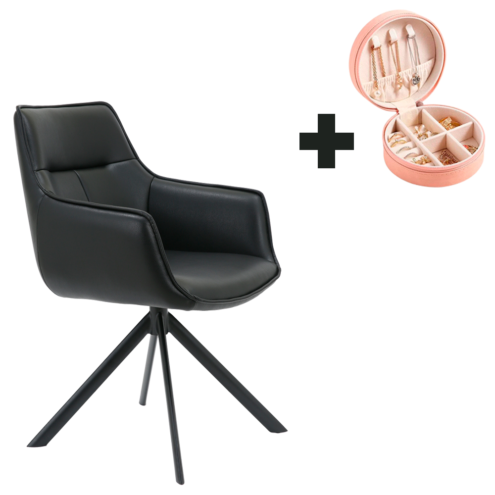 Butaca Cuero Giratoria 360° Buckingham Harland Negro - 1