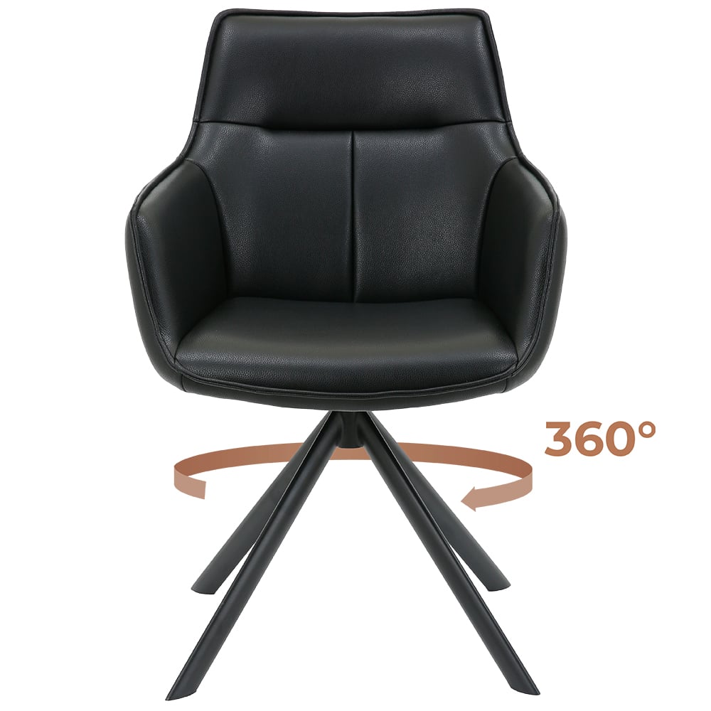 Butaca Cuero Giratoria 360° Buckingham Harland Negro - 5