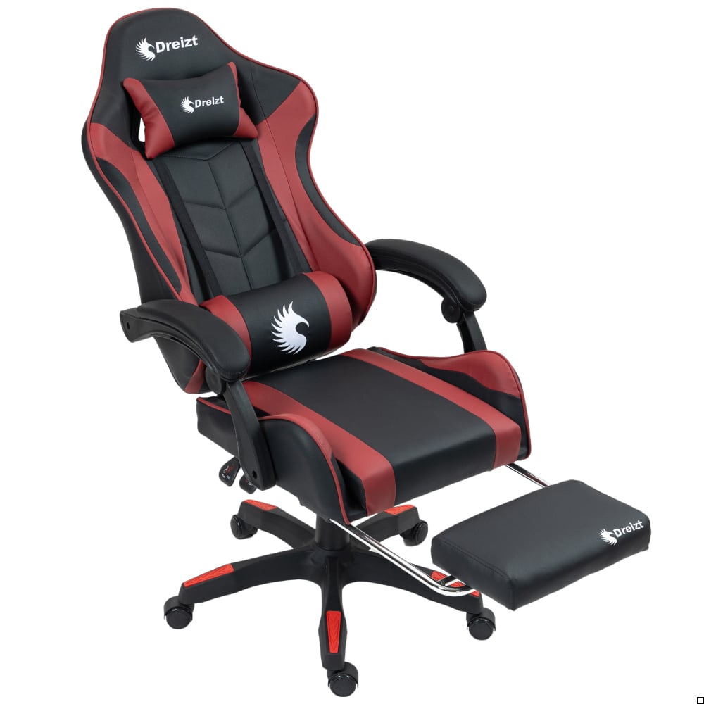 SILLA GAMER ERGONÓMICA DREIZT SHINE SERIES ROJO JAM CON POSAPIES RECLINABLE - 1