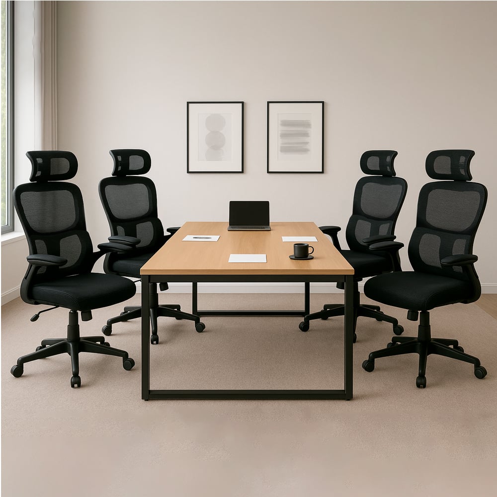 JUEGO DE 4 SILLAS ERGONÓMICAS DE OFICINA GERENCIAL KOMSUM TURIN NEGRO - 1