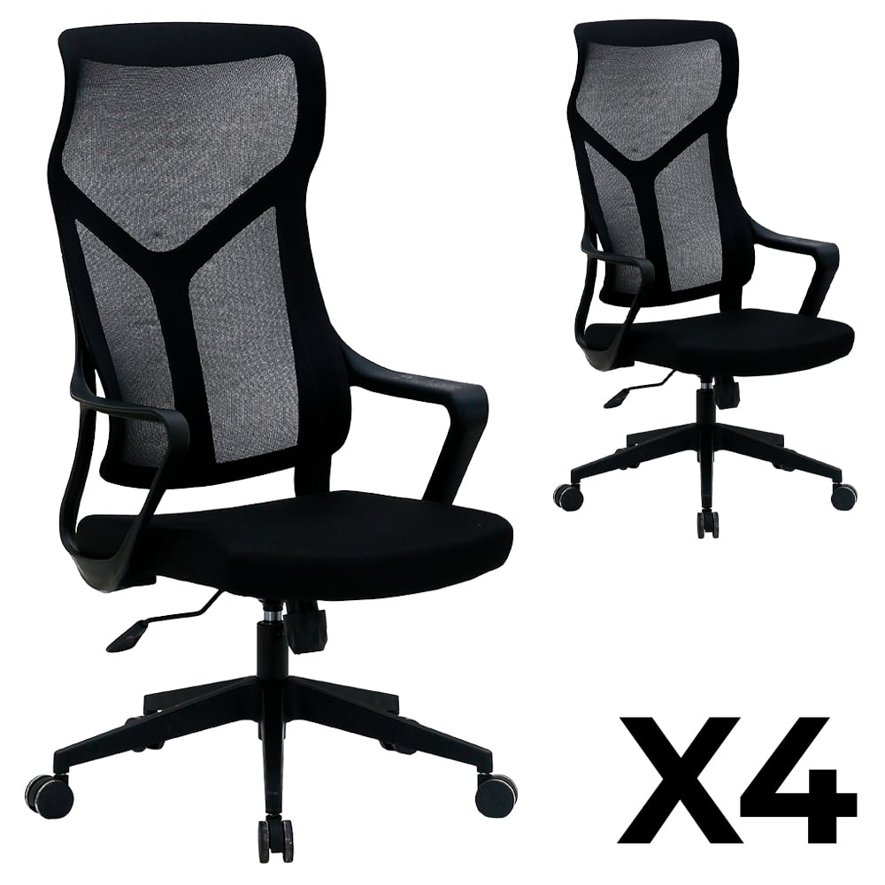 JUEGO DE 4 SILLAS GAMER DREIZT LYON MESH NEGRO - 2