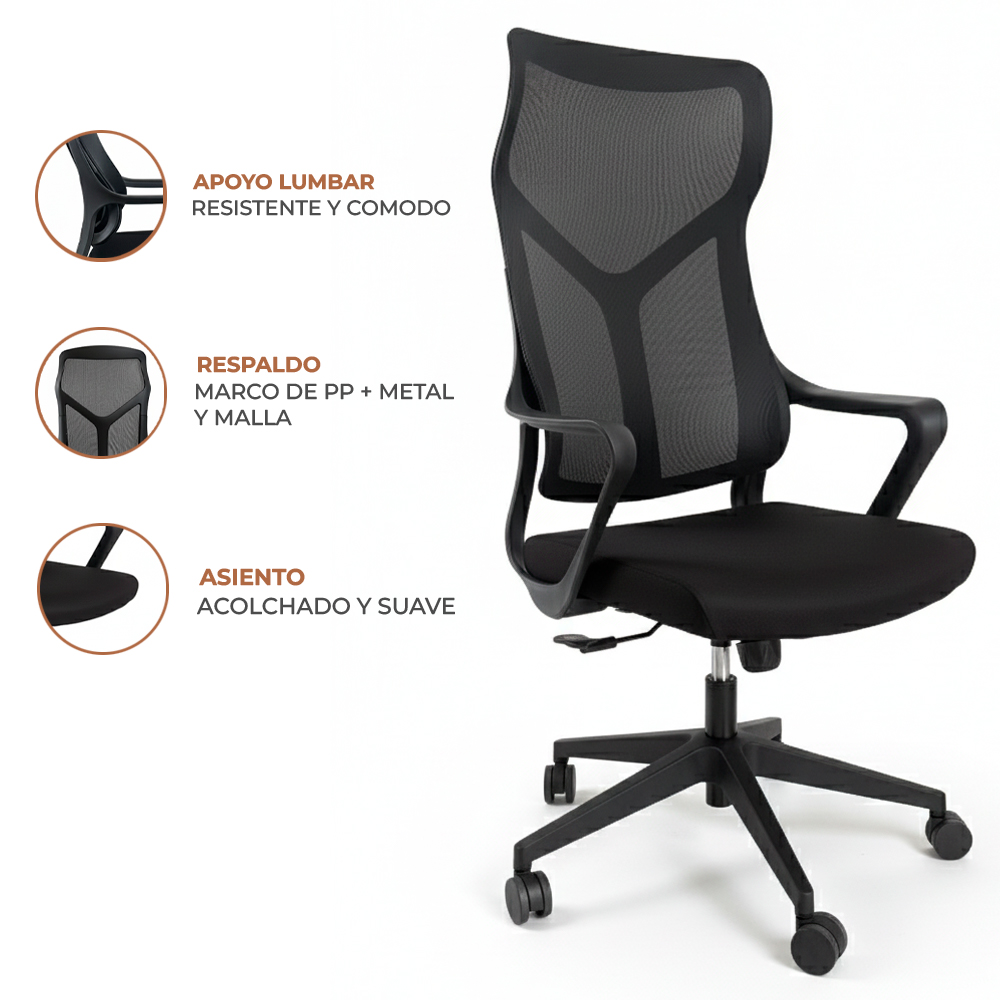 JUEGO DE 4 SILLAS GAMER DREIZT LYON MESH NEGRO - 4