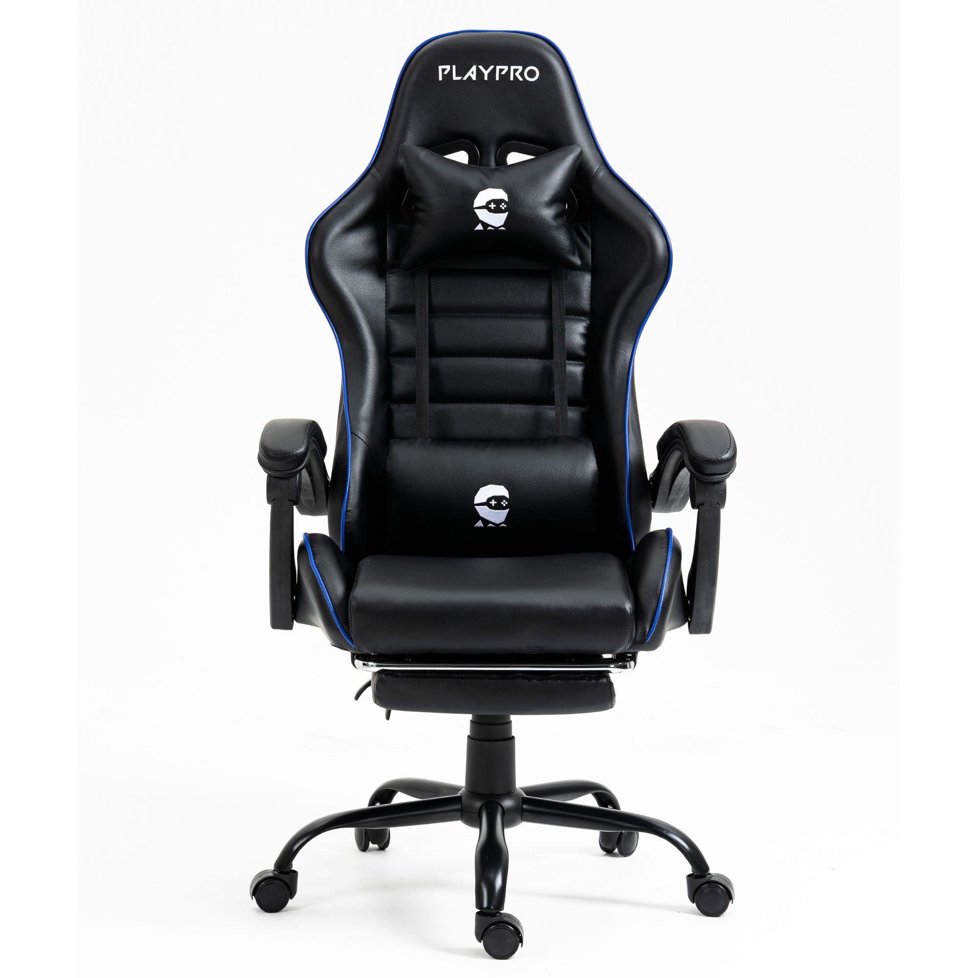 SILLA GAMER CON MASAJEADOR LUMBAR PLAYPRO X1 AZUL BASE DE METAL - 4