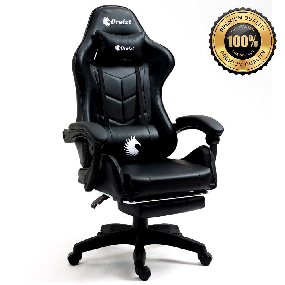 SILLA GAMER ERGONÓMICA DREIZT SHINE SERIES NEGRO CON POSAPIES RECLINABLE - 2