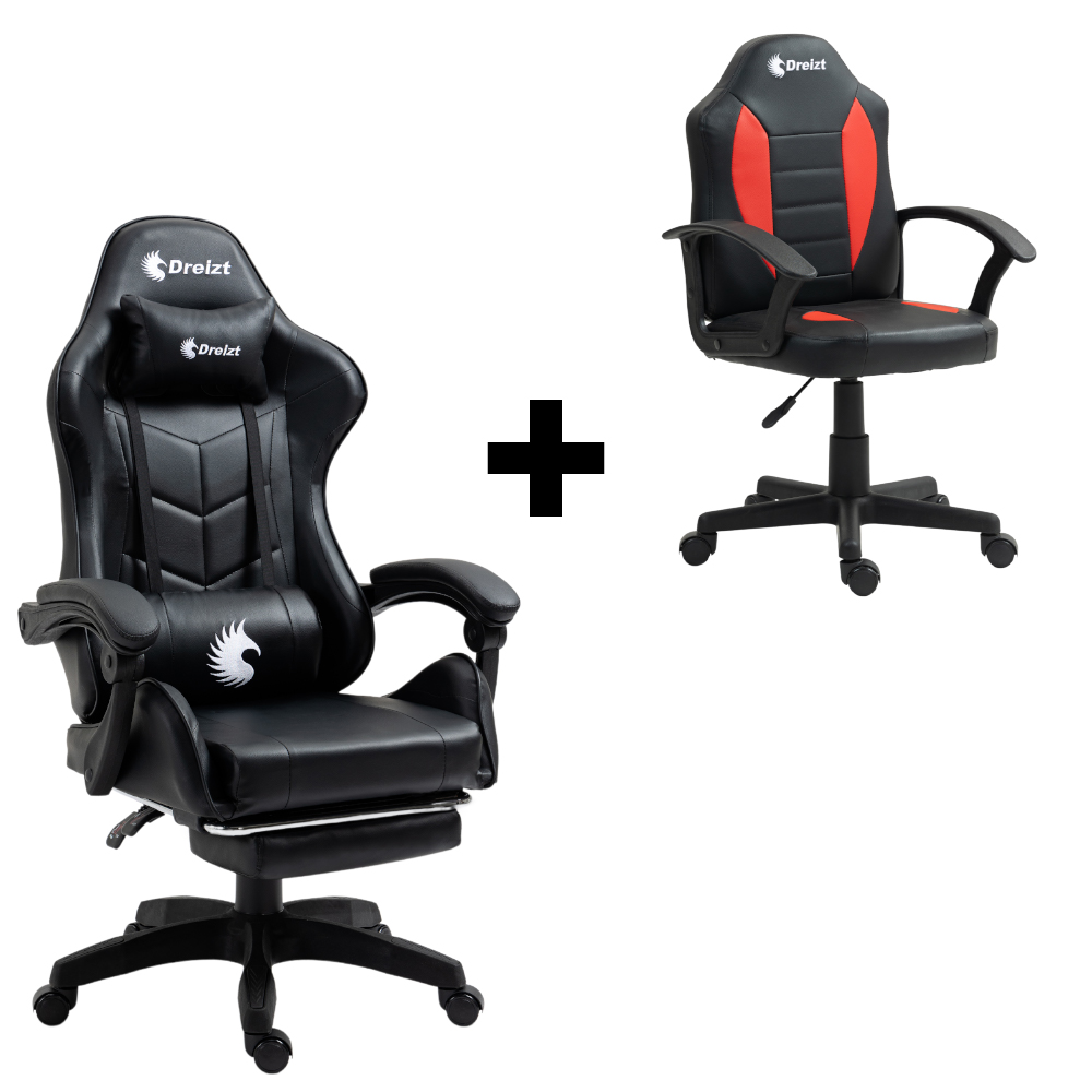 COMBO SILLAS GAMER SHINE SERIES NEGRO Y PLAY SERIES ROJO - 1