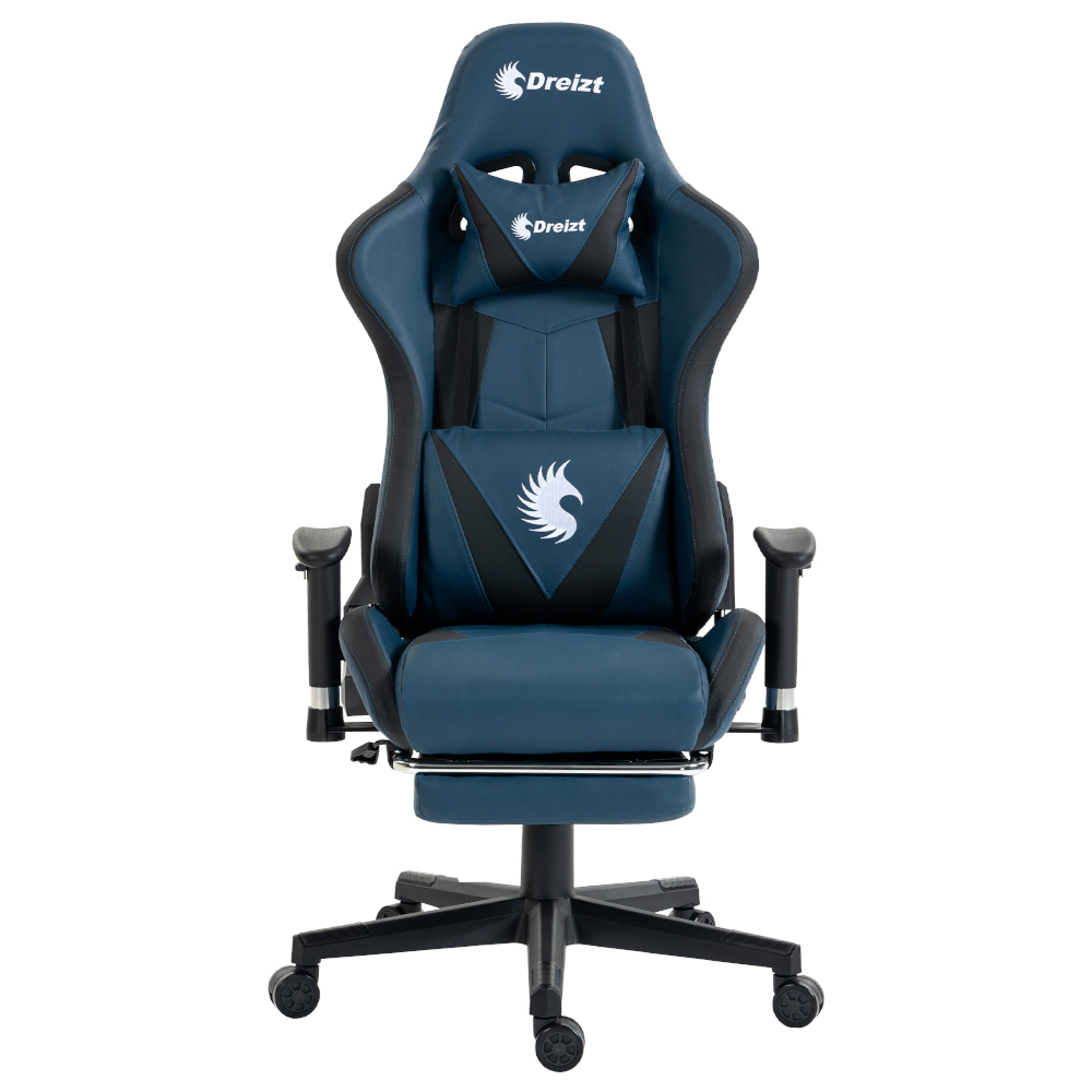 SILLA GAMER DREIZT APOLO SERIES AZUL DARK 180° RECLINABLE ALTA CALIDAD CON POSAPIES - 2