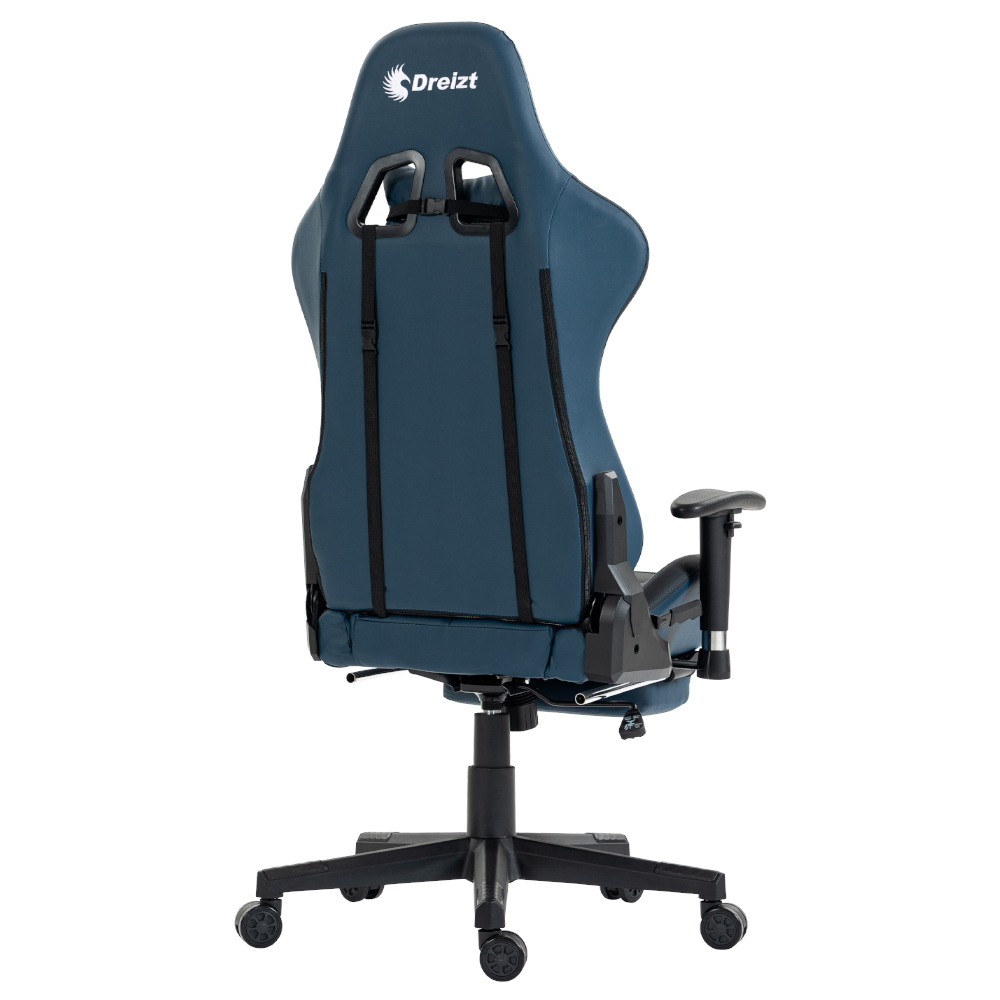 SILLA GAMER DREIZT APOLO SERIES AZUL DARK 180° RECLINABLE ALTA CALIDAD CON POSAPIES - 3