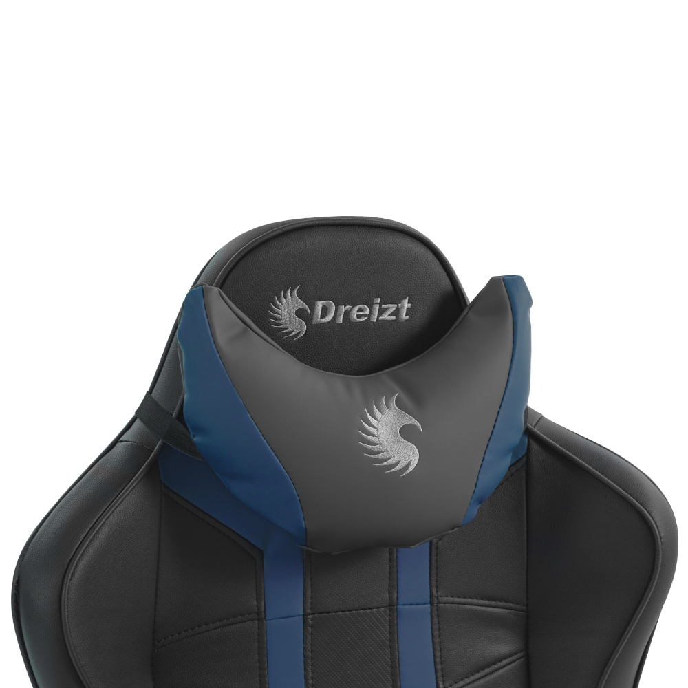 SILLA GAMER DREIZT DEVIL SERIES AZUL DARK 180° RECLINABLE ALTA CALIDAD CON POSAPIÉS - 4