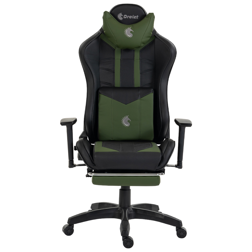SILLA GAMER DREIZT DEVIL SERIES VERDE DARK 180° RECLINABLE ALTA CALIDAD CON POSAPIÉS - 2