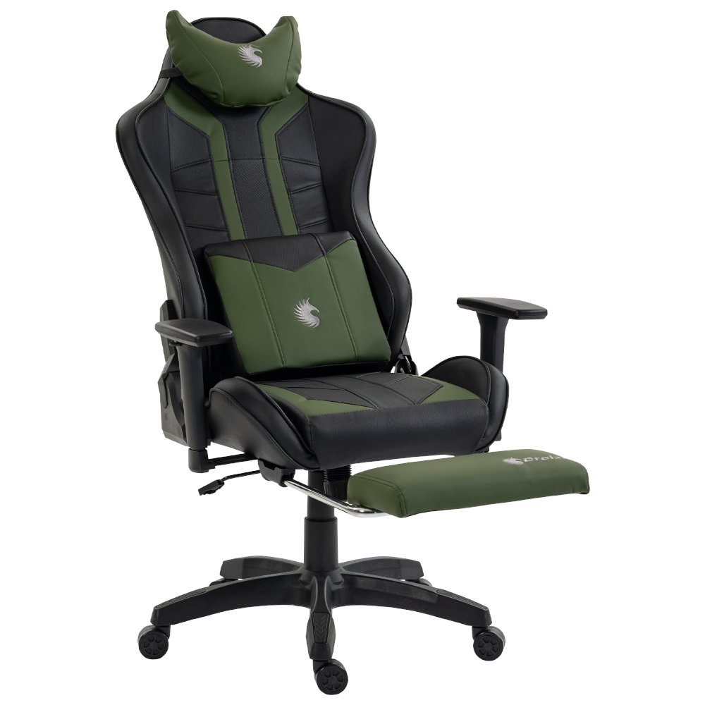 SILLA GAMER DREIZT DEVIL SERIES VERDE DARK 180° RECLINABLE ALTA CALIDAD CON POSAPIÉS - 5