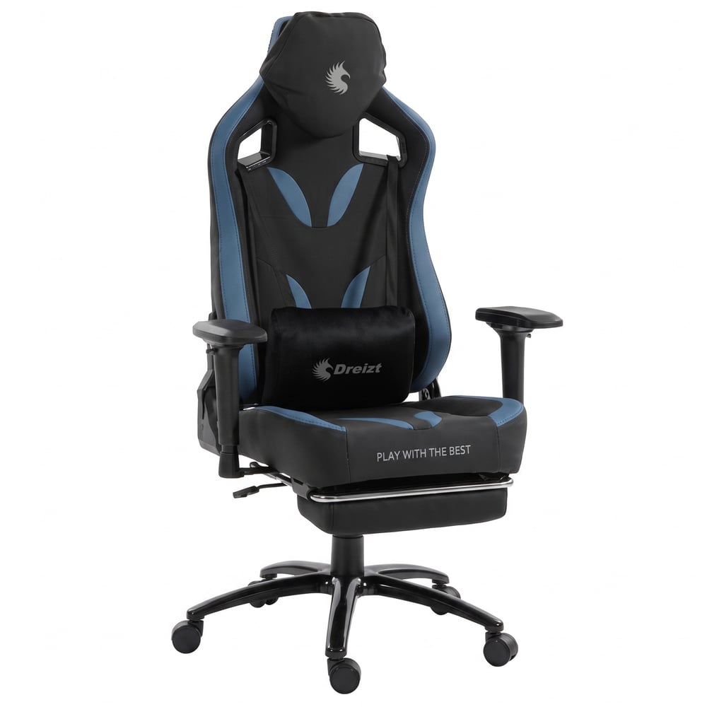 SILLA GAMER DREIZT THUNDER SERIES AZUL PREMIUM ALTA CALIDAD RECLINABLE CON POSAPIES GAS LIFT CLASE 4 - 1