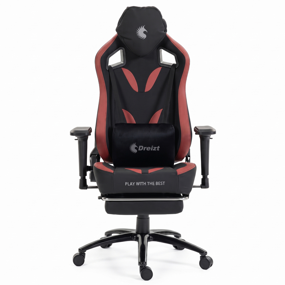 SILLA GAMER DREIZT THUNDER SERIES ROJO PREMIUM ALTA CALIDAD RECLINABLE CON POSAPIES GAS LIFT CLASE 4 - 2