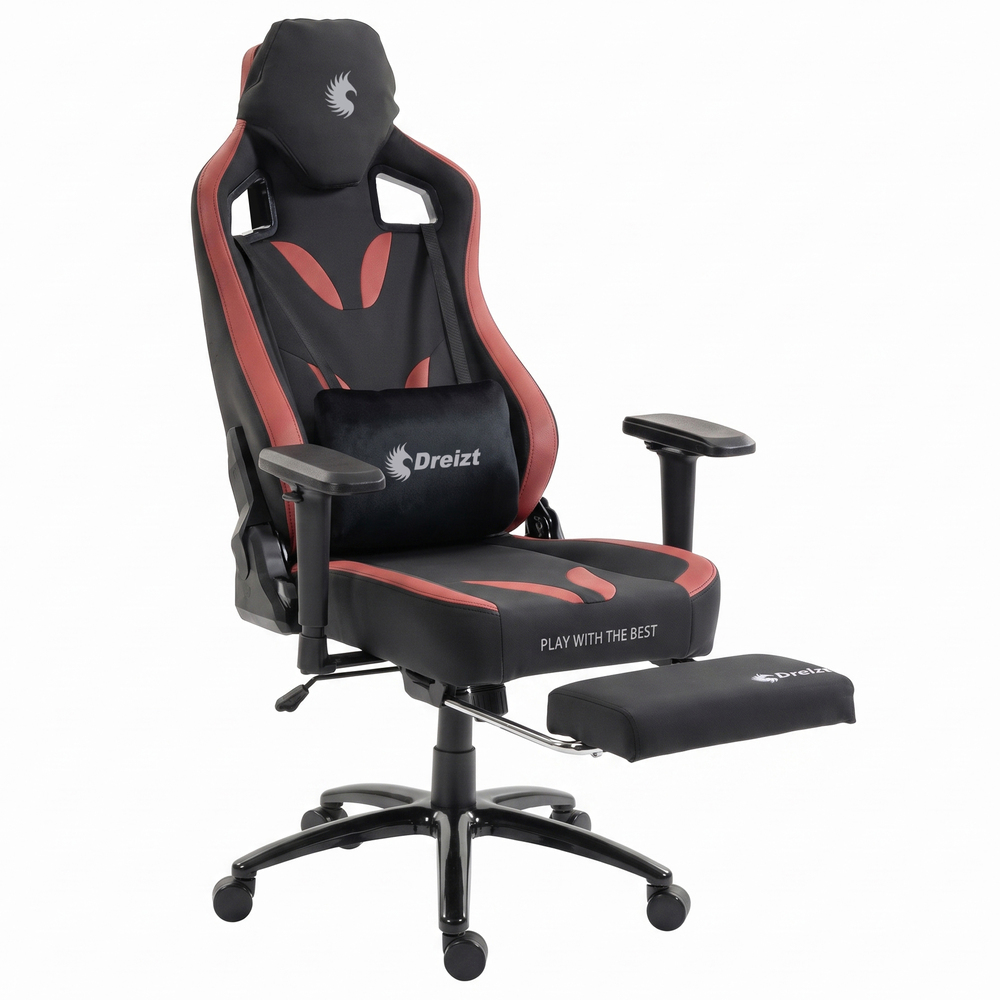 SILLA GAMER DREIZT THUNDER SERIES ROJO PREMIUM ALTA CALIDAD RECLINABLE CON POSAPIES GAS LIFT CLASE 4 - 5