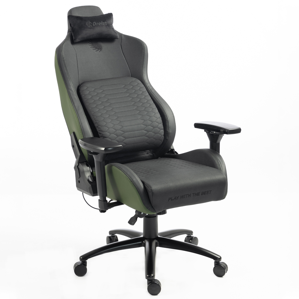 SILLA GAMER DREIZT TITAN SERIES VERDE DARK PREMIUM ALMOHADILLA INTELIGENTE RECLINABLE GAS LIFT CLASE 4 - 5