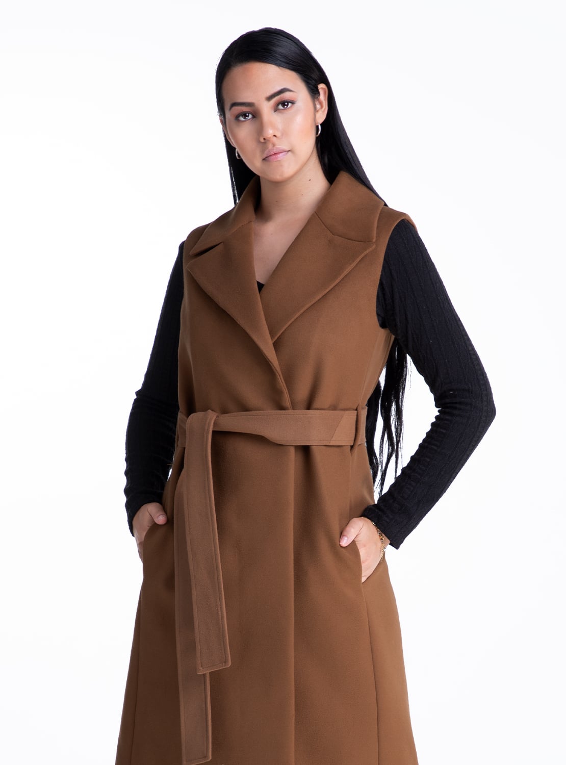 ABRIGO YVONNE CAMEL ONLY ALPACA PARA MUJER LANA ECOLÓGICA - 1
