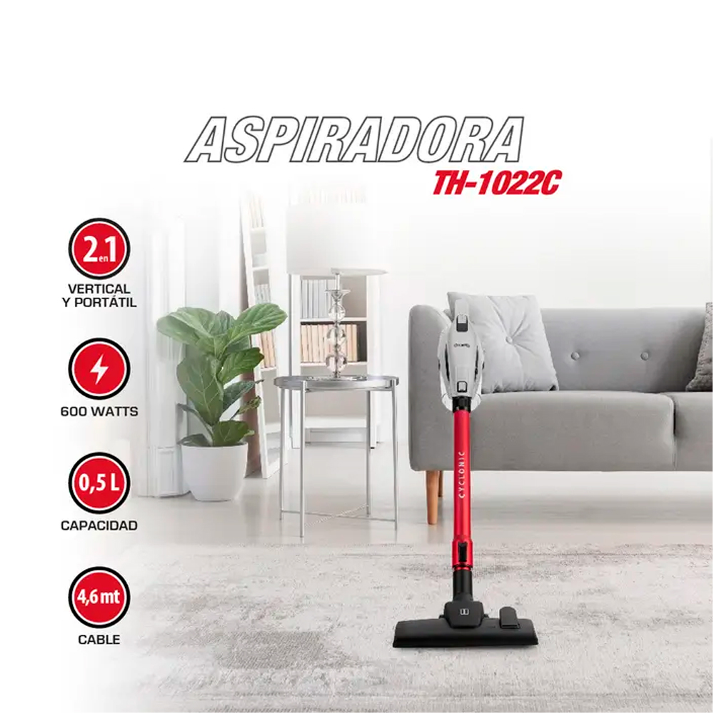 ASPIRADORA THOMAS 2 EN 1 PORTÁTIL Y VERTICAL CON CABLE TH-1022C - 2