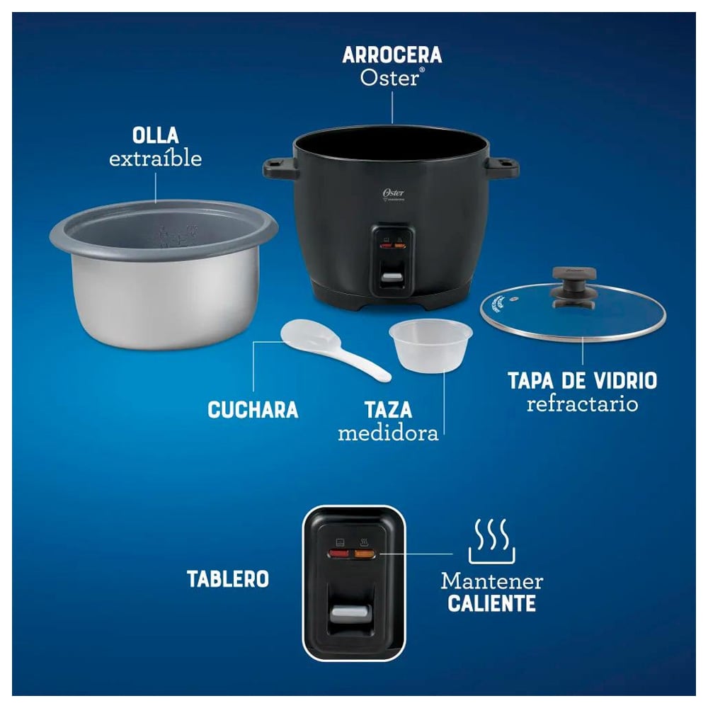 KIT LICUADORA REVERSIBLE OSTER BLSTPYG1312XBG CON PANTALLA TÁCTIL Y OLLA ARROCERA 1.8 L CKSTRCB10DFBLK NEGRA - 3