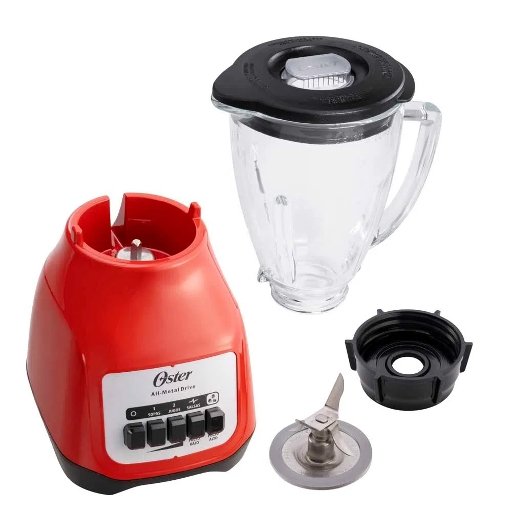 LICUADORA OSTER BLSTKAG-RPB VASO DE VIDRIO ROJO MAS CUCHILLA 4 ASPAS - 5