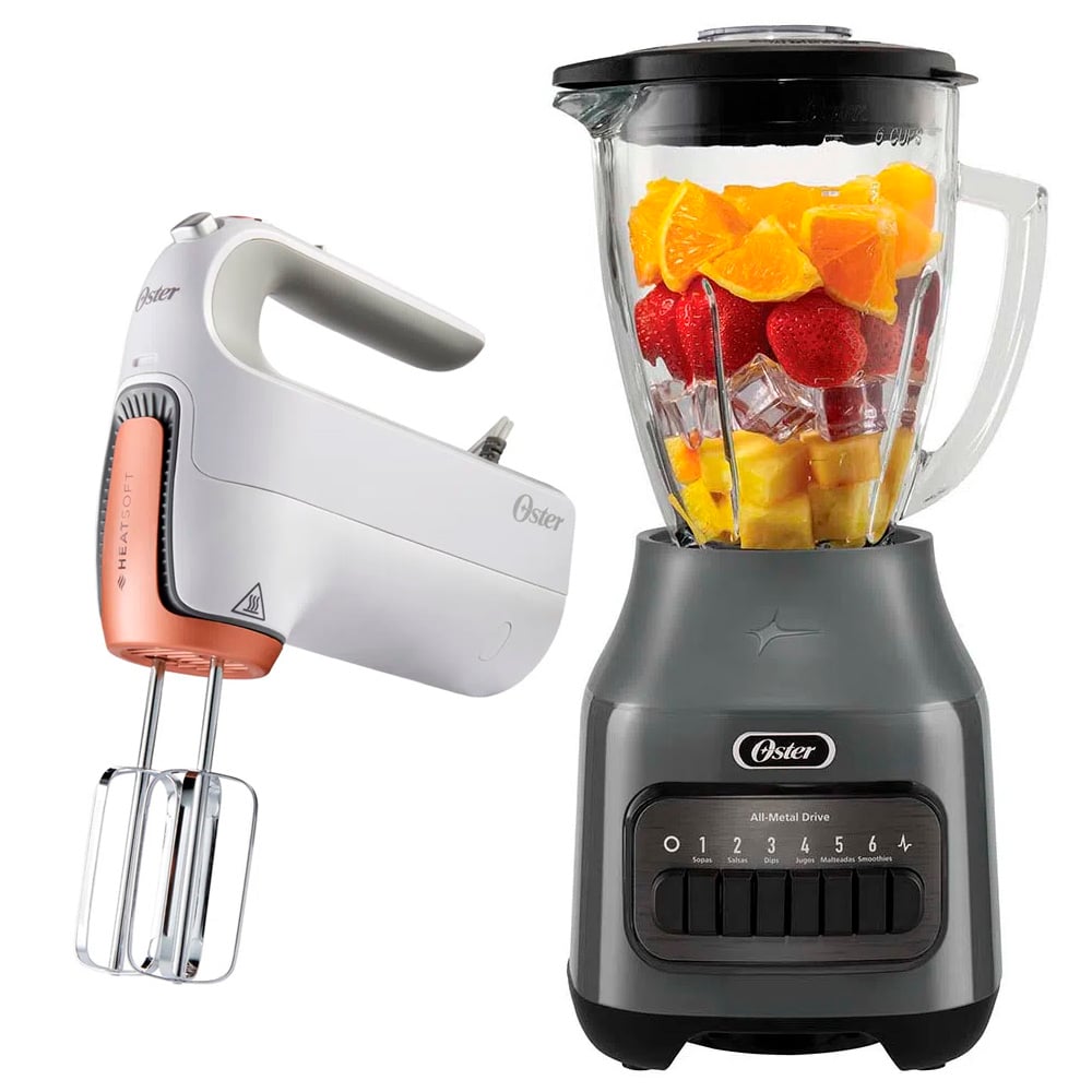 LICUADORA OSTER BLSTPEG-GPB  VASO DE VIDRIO MÀS BATIDORA DE MANO TECNOLOGÍA HEATSOFT - 1