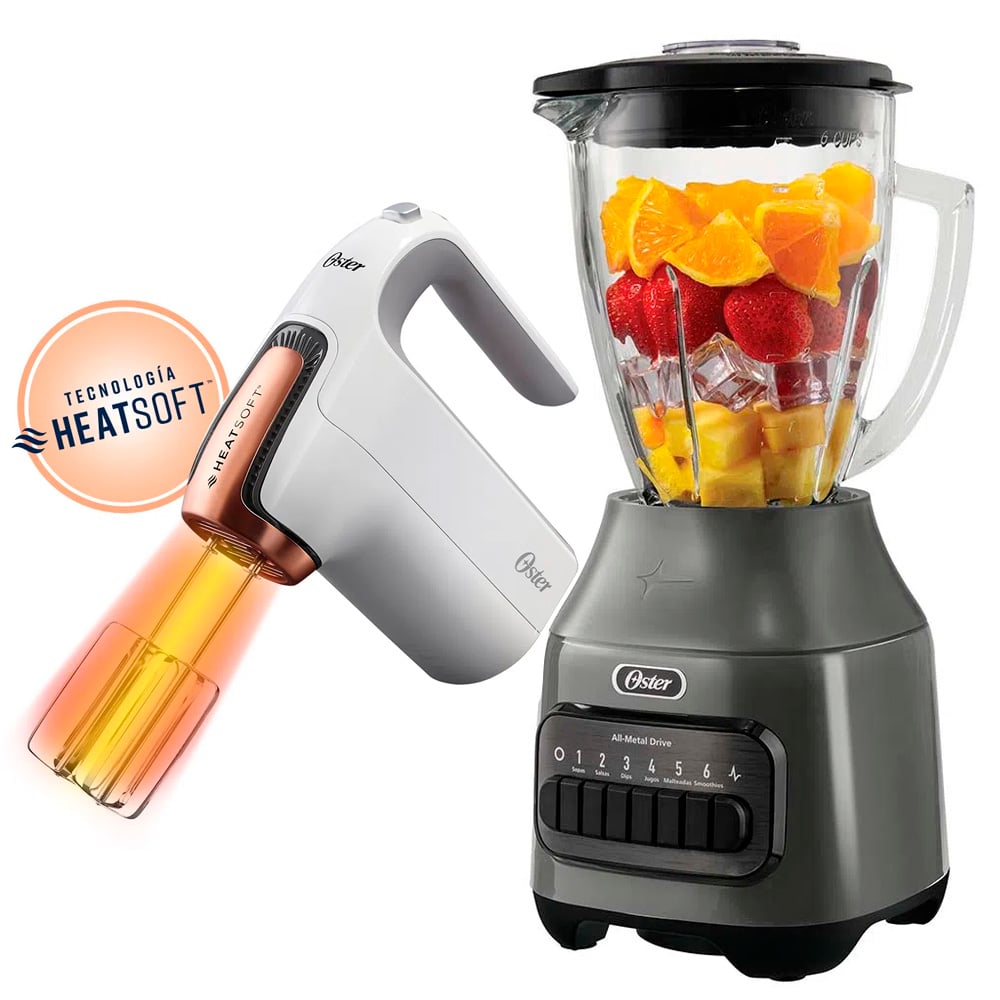 LICUADORA OSTER BLSTPEG-GPB  VASO DE VIDRIO MÀS BATIDORA DE MANO TECNOLOGÍA HEATSOFT - 2