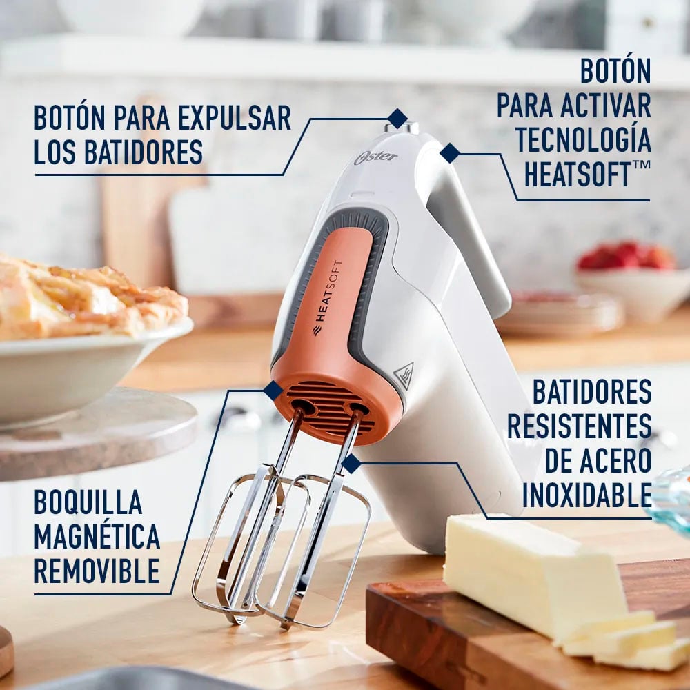 LICUADORA OSTER BLSTPEG-GPB  VASO DE VIDRIO MÀS BATIDORA DE MANO TECNOLOGÍA HEATSOFT - 4