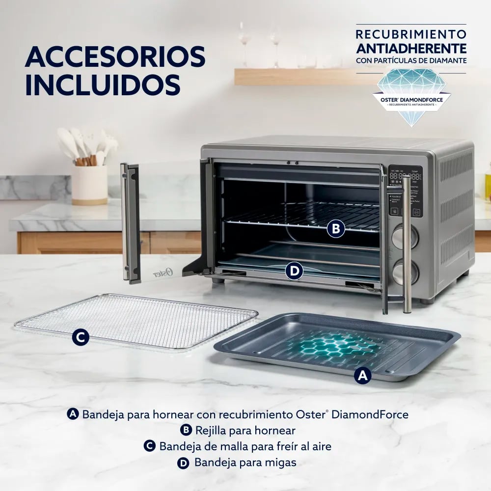 HORNO CON FREIDORA DE AIRE DIGITAL OSTER 42 LITROS TSSTTV42FDDAFNS - 4