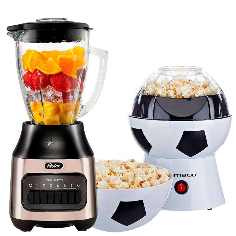 LICUADORA DE 6 VELOCIDADES OSTER BLSTPEG-NPB + MÁQUINA DE POP CORN IMACO - 1
