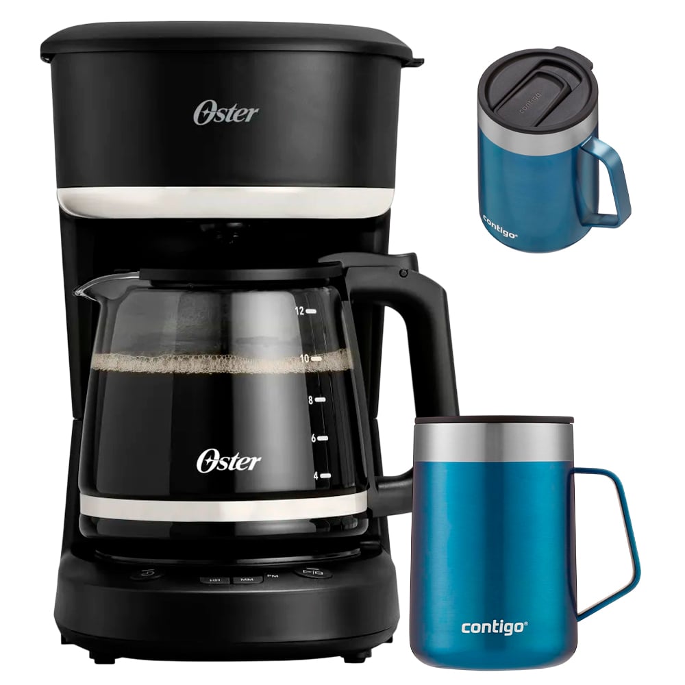 CAFETERA PROGRAMABLE OSTER BVSTDCP121B + TAZA TERMICA CONTIGO DE ACERO INOXIDABLE AZUL - 2