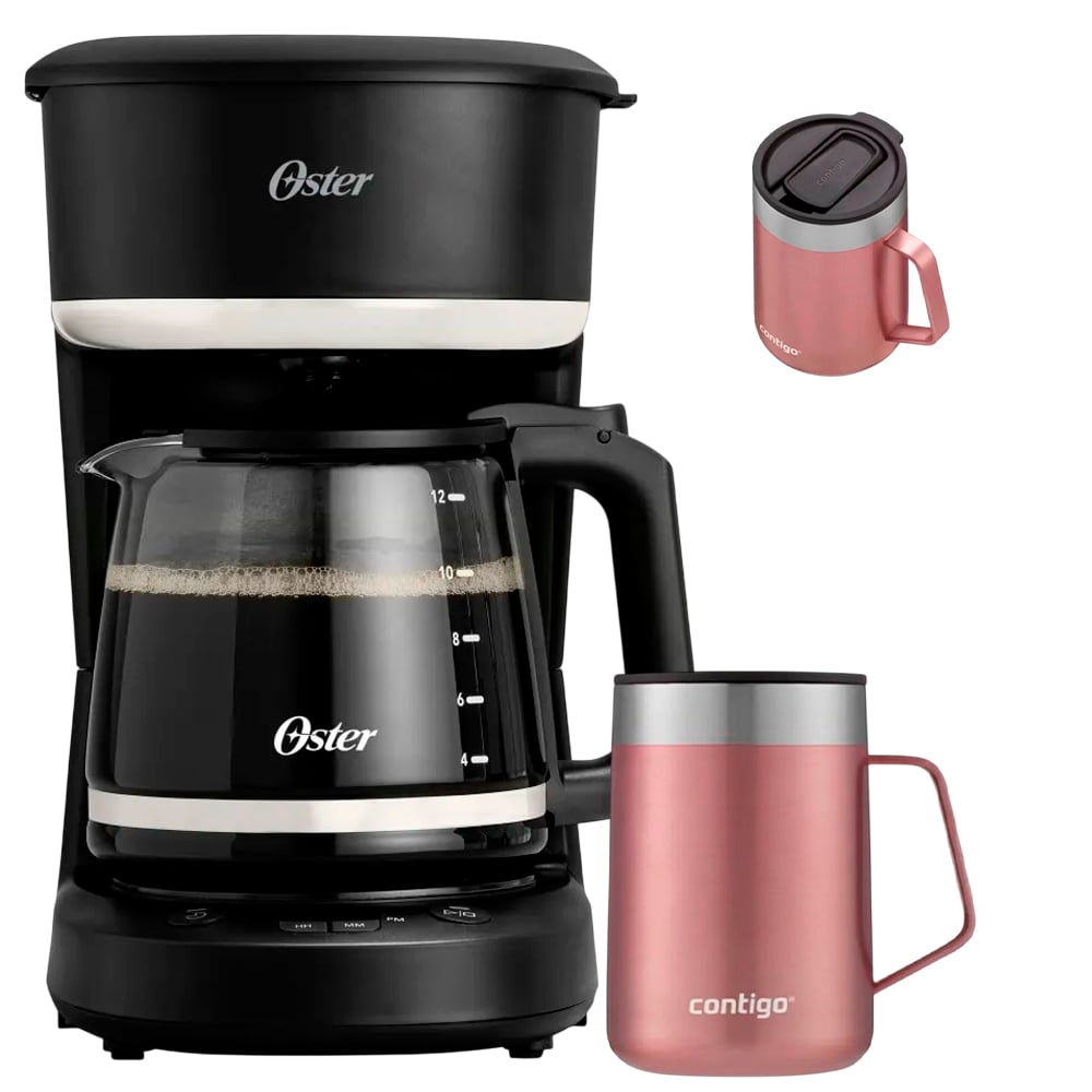 CAFETERA PROGRAMABLE OSTER BVSTDCP121B + TAZA TERMICA CONTIGO DE ACERO INOXIDABLE PINE BERRY - 2