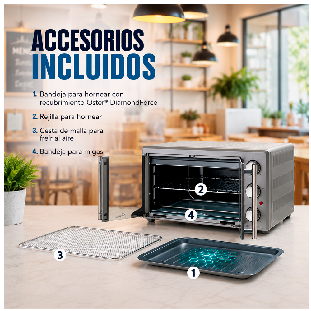 HORNO DE 35 LITROS CON FREIDORA DE AIRE Y PUERTAS FRANCESAS OSTER TSSTTV35FDMAFNS - 3