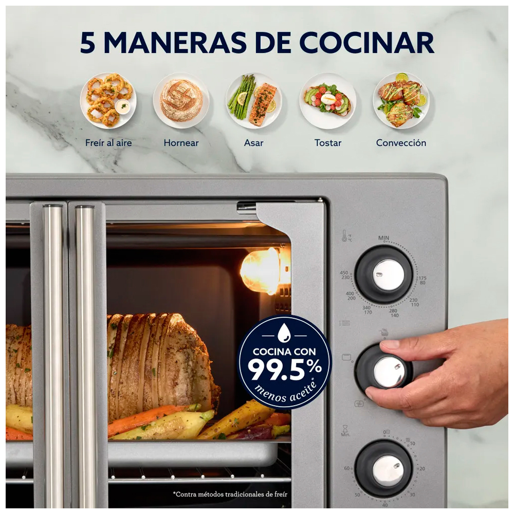 HORNO DE 35 LITROS CON FREIDORA DE AIRE Y PUERTAS FRANCESAS OSTER TSSTTV35FDMAFNS - 5