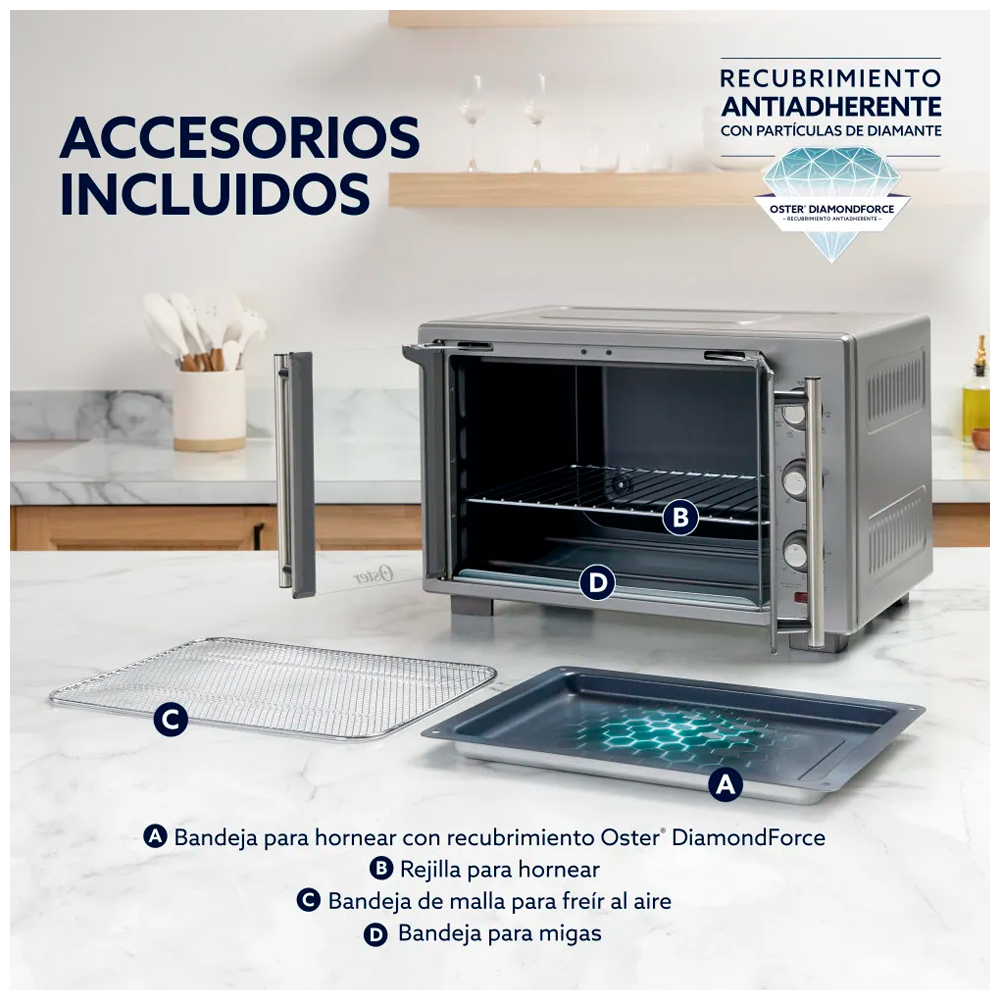 HORNO DE 35 LITROS CON FREIDORA DE AIRE Y PUERTAS FRANCESAS OSTER TSSTTV35FDMAFNS - 6