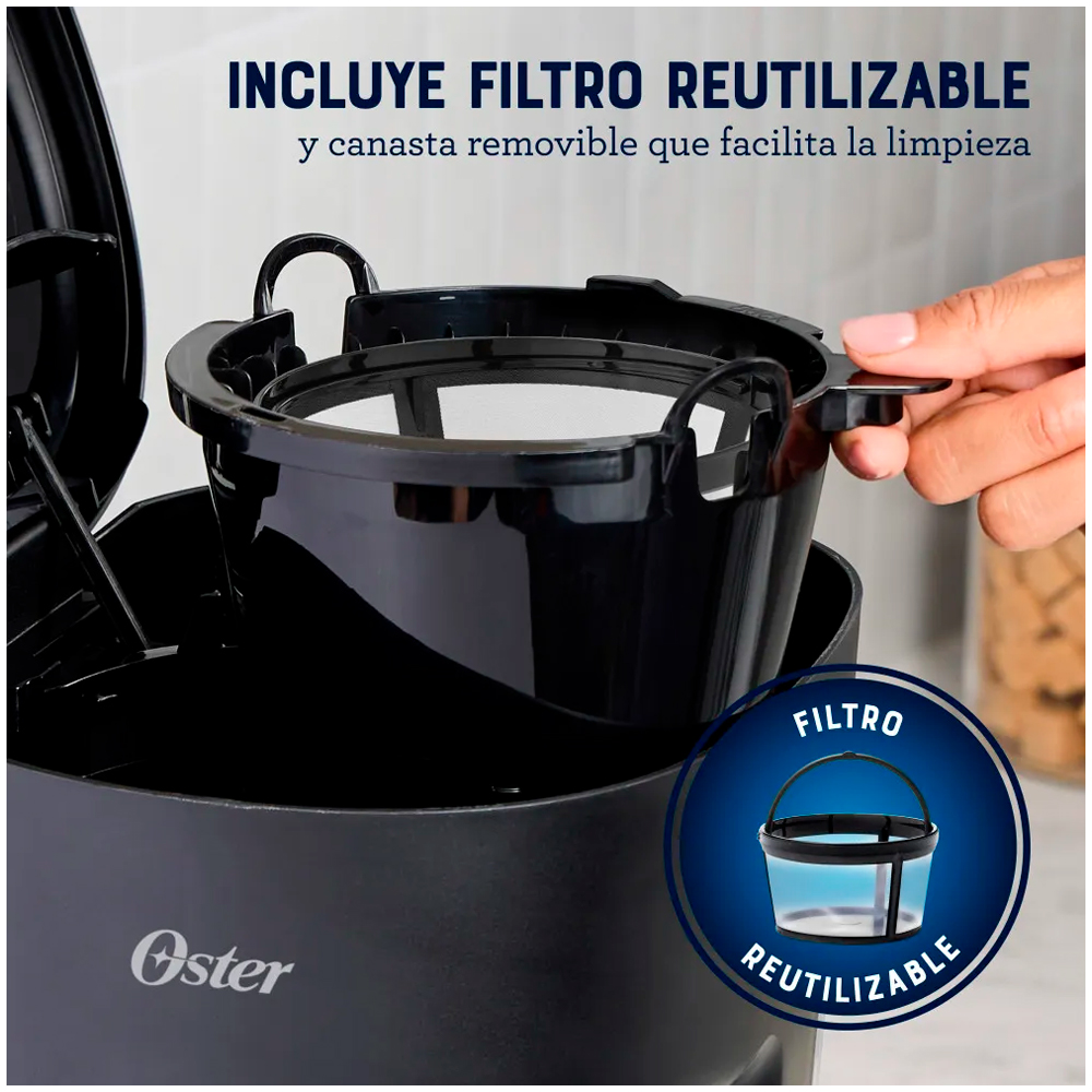 CAFETERA 12 TAZAS CON FILTRO REUTILIZABLE OSTER BVSTDCS121B - 4