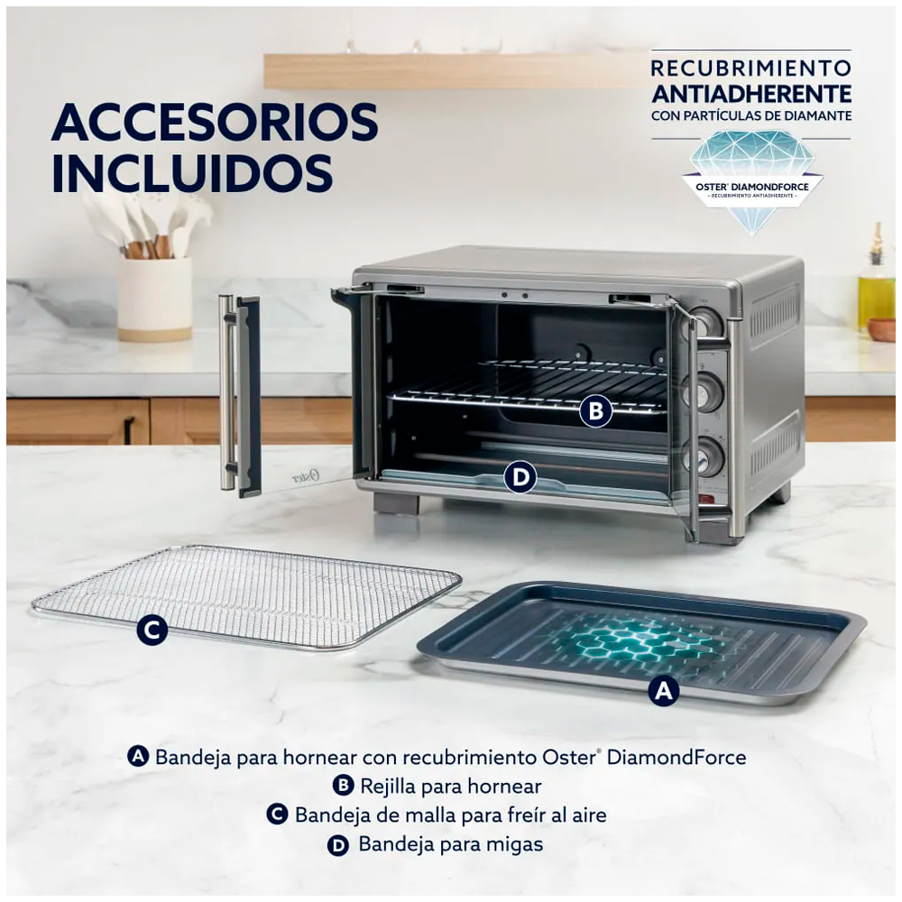 HORNO DE 25L CON FREIDORA DE AIRE OSTER TSSTTV25FDMAFNS PUERTA FRANCESA - 7