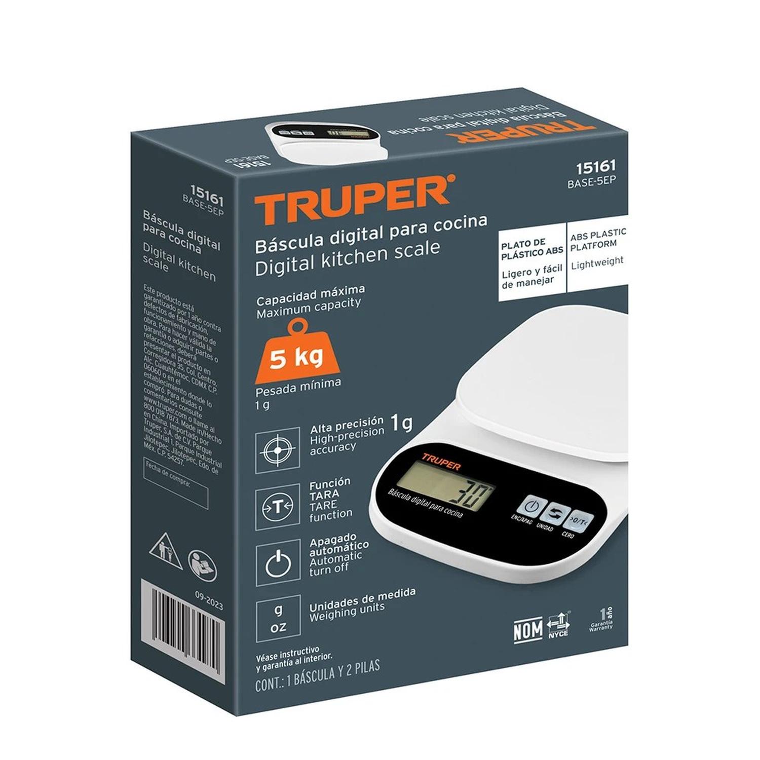 BALANZA COCINA GRAMERA DIGITAL 5KG TRUPER BASE-5EP - 5