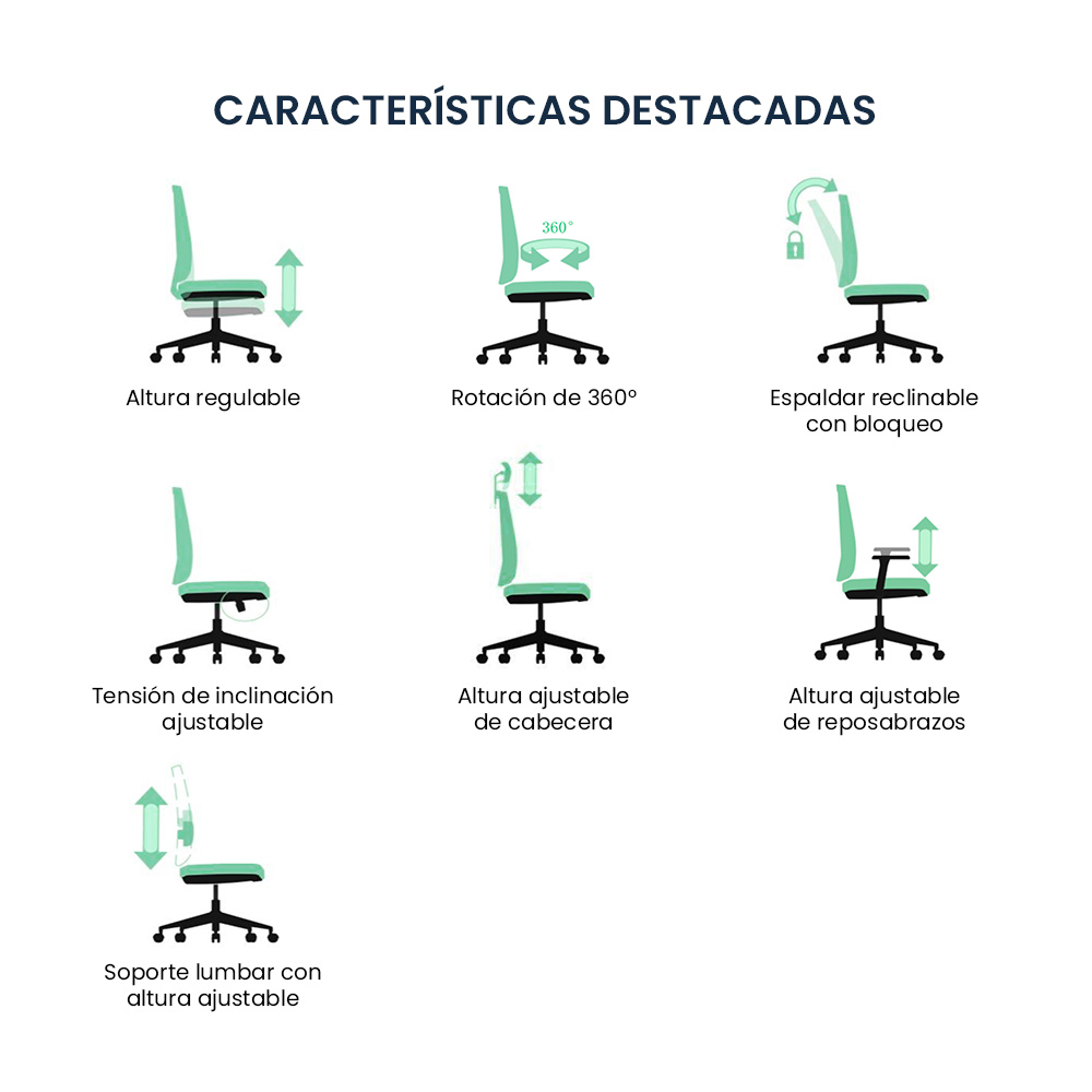 SILLA DE OFICINA PROFESIONAL ERGONÓMICA EVOX GK2-BH - 5