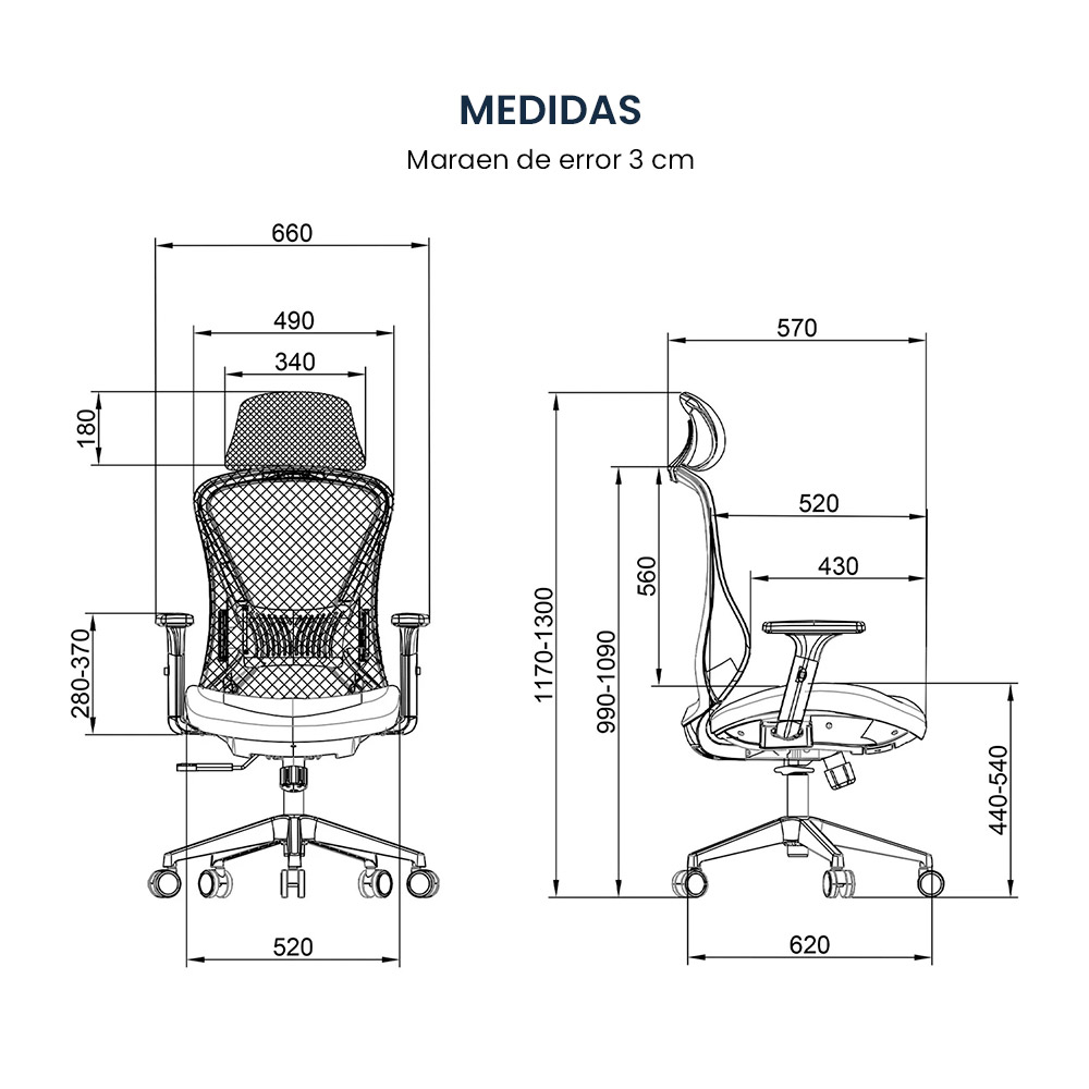 SILLA DE OFICINA PROFESIONAL ERGONÓMICA EVOX GK2-BH - 7