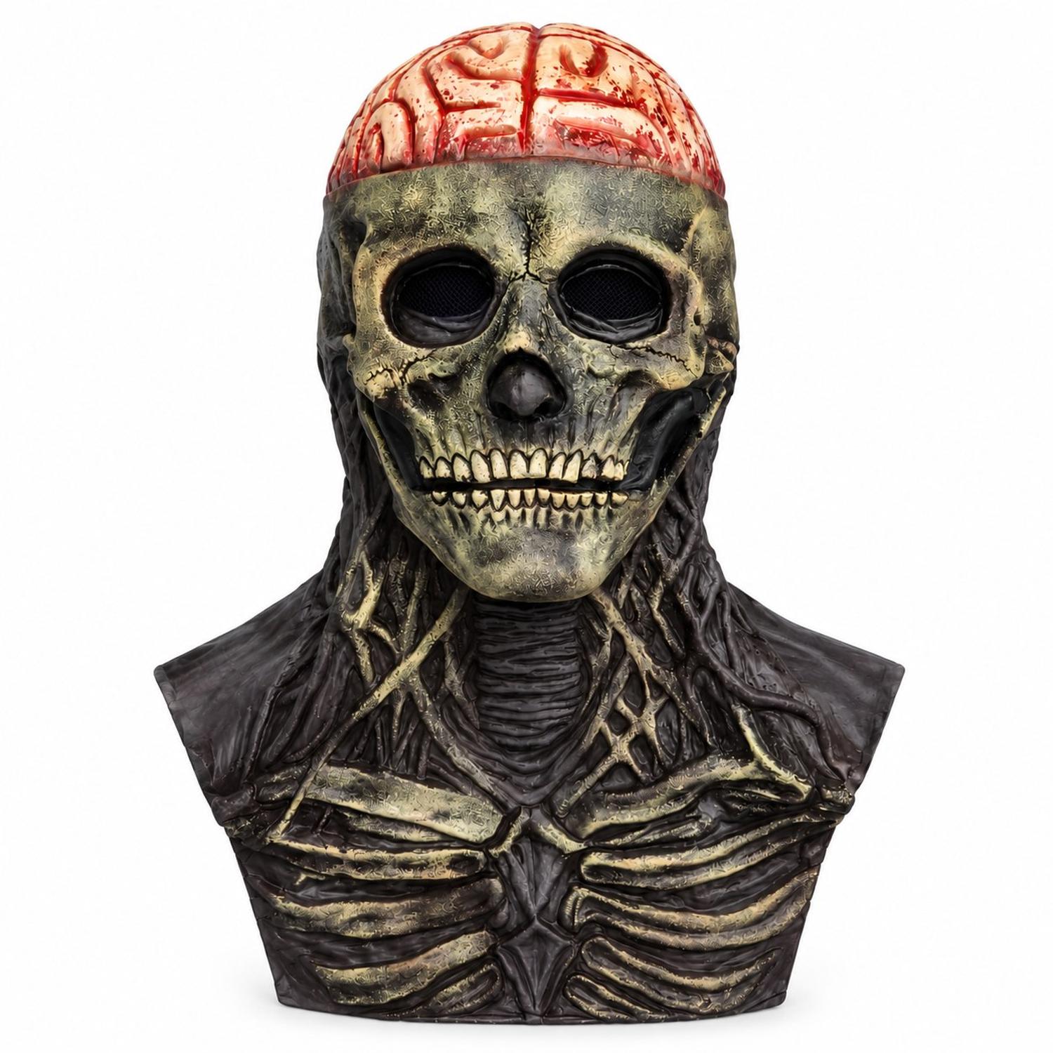 MÁSCARA DE SR. ESQUELETO CON CEREBRO EXPUESTO HALLOWEEN COSPLAY - 4