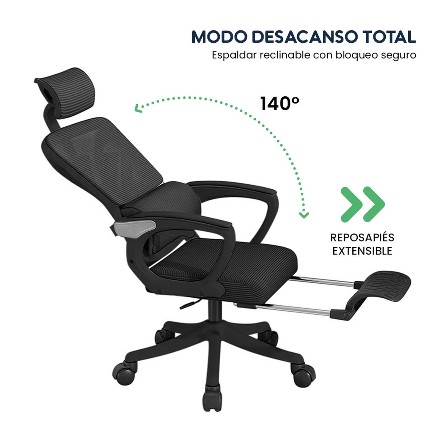 SILLA DE OFICINA ERGONÓMICA EVOX ONE E3-R (CT258) CON SOPORTE LUMBAR Y REPOSAPIÉS - 6