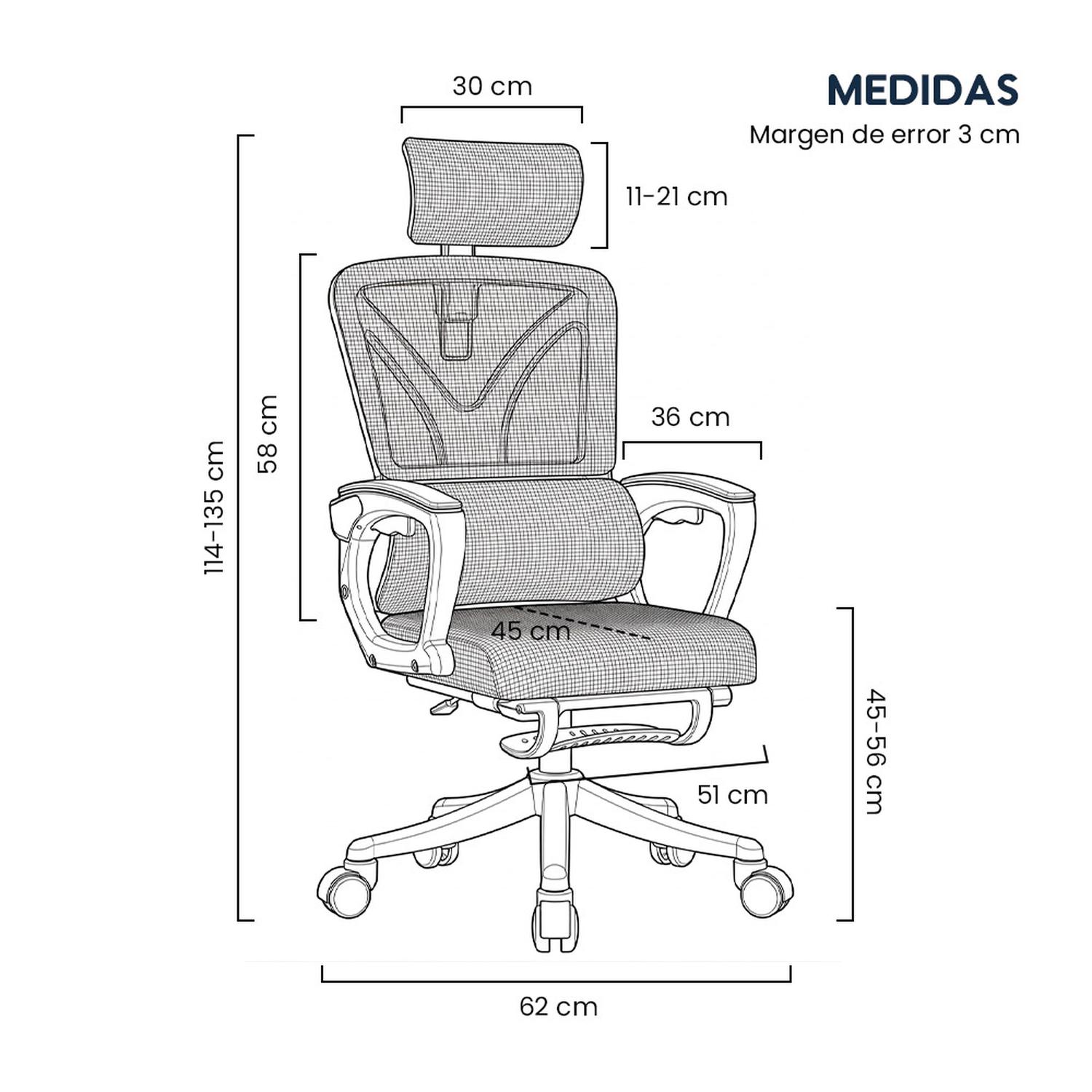 SILLA DE OFICINA ERGONÓMICA EVOX ONE E3-R (CT258) CON SOPORTE LUMBAR Y REPOSAPIÉS - 8
