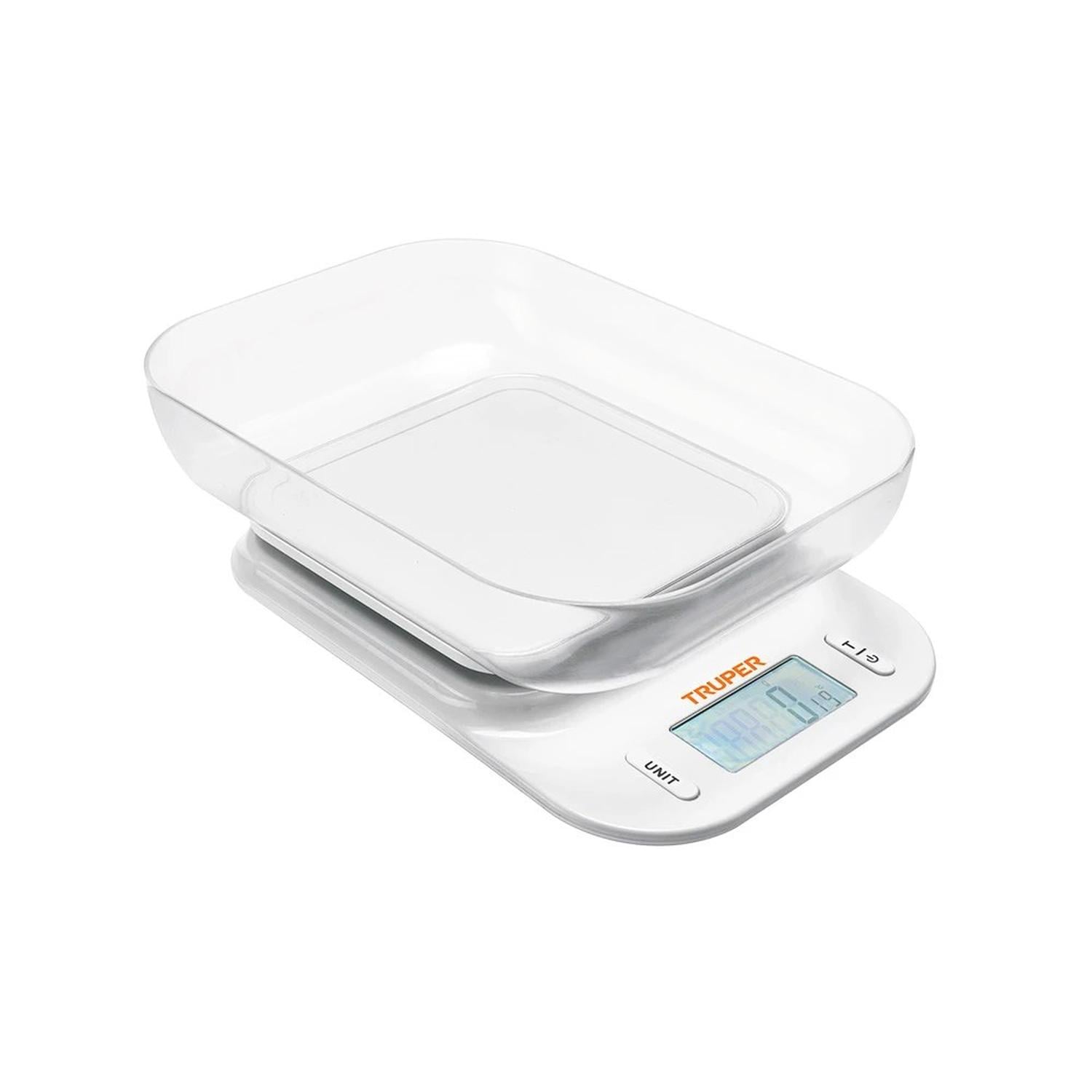 BALANZA DIGITAL DE COCINA TRUPER 5 KG CON TAZÓN TRANSLÚCIDO BASE-5T - 1