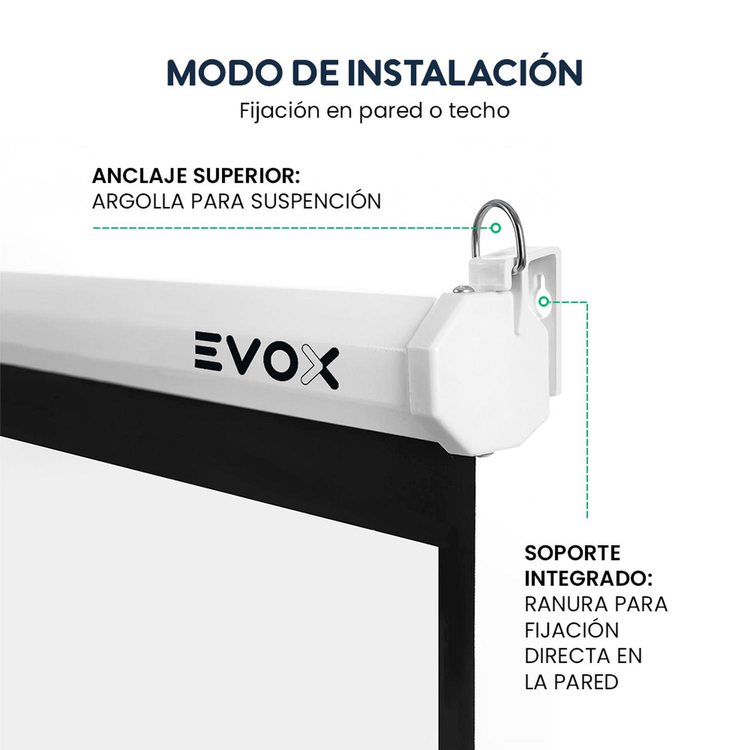 Ecran 120 Polegadas Em Cm PANTALLA ECRAN EVOX MANUAL FIBRA DE VIDRIO 120' (240X180CM)
