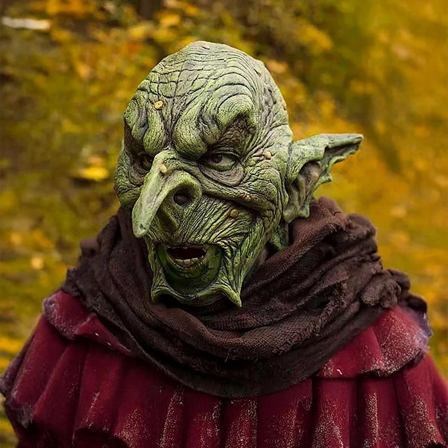 MÁSCARA DE GOBLIN DUENDE VERDE ESPELUZNANTE LÁTEX HALLOWEEN - 3