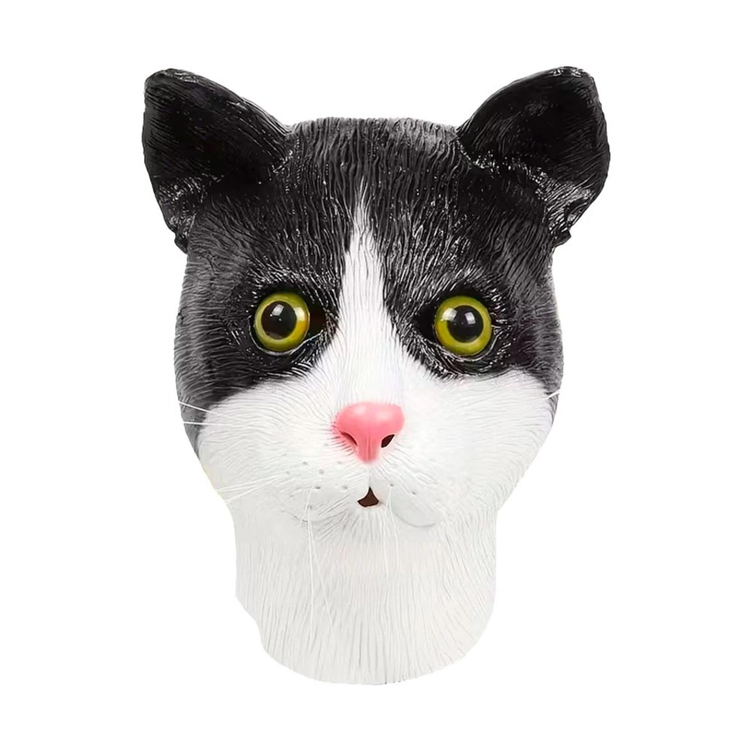 MÁSCARA DE GATO BLANCO Y NEGRO LÁTEX HALLOWEEN - 1