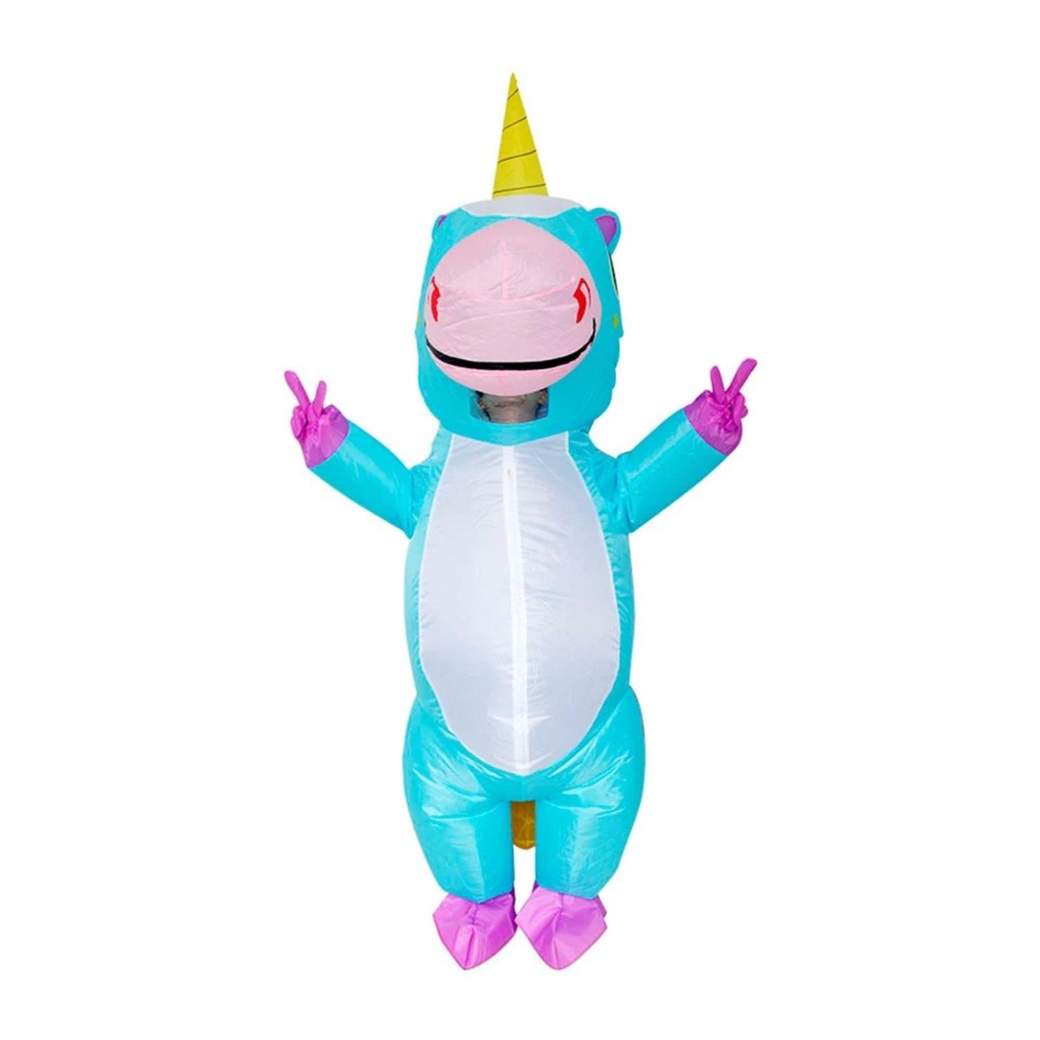 DISFRAZ INFLABLE DE UNICORNIO CELESTE ADULTO HALLOWEEN Y COSPLAY - 5