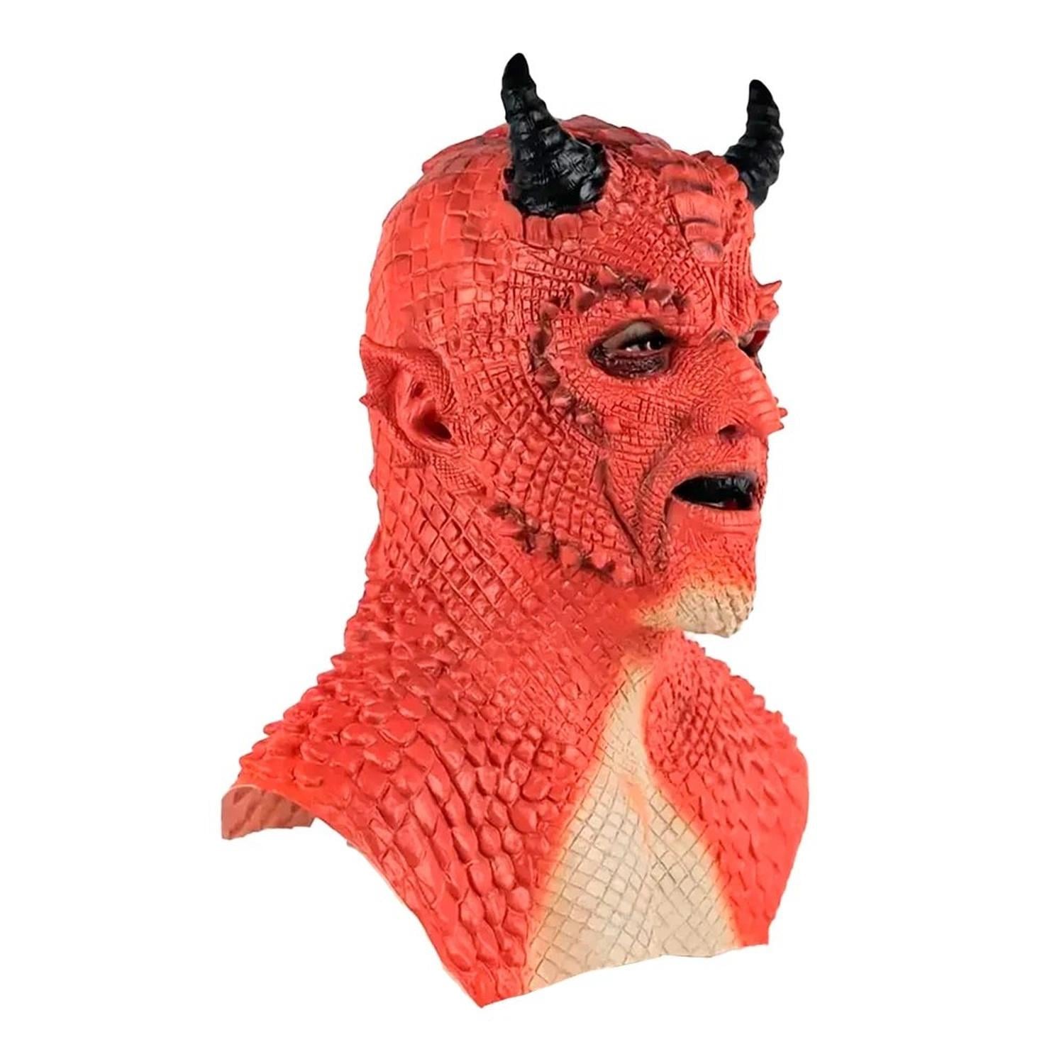 MÁSCARA DE DIABLO CON CUERNOS Y ESCAMAS LÁTEX HALLOWEEN - 2