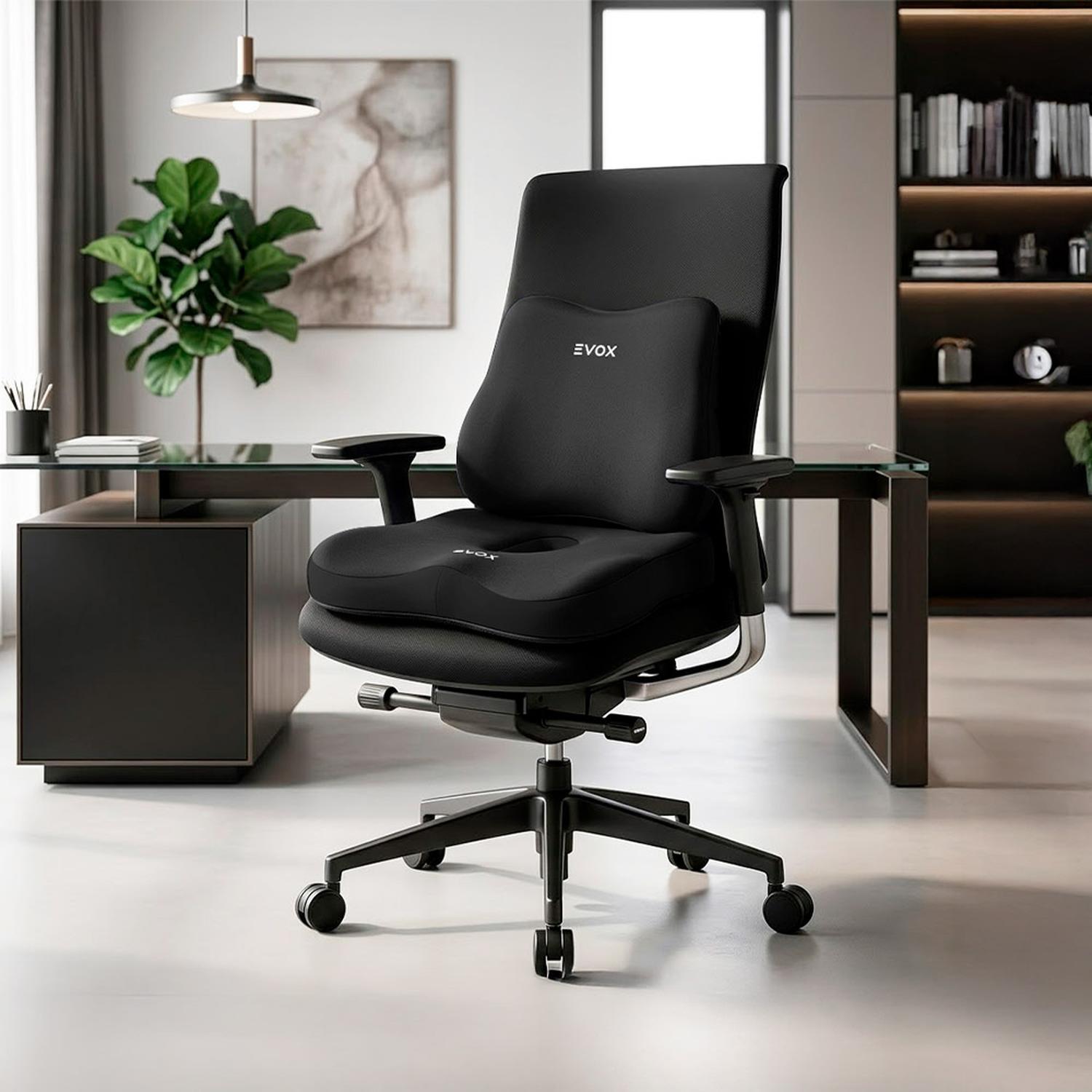 SET DE COJINES ERGONÓMICOS EVOX WR8-B NEGRO LUMBAR Y COXIS - 9