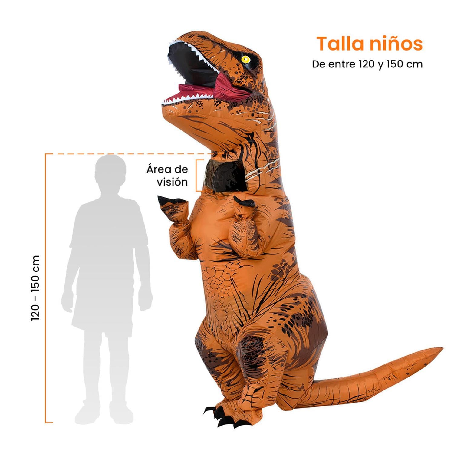 DISFRAZ DINOSAURIO T-REX INFLABLE PARA NIÑOS HALLOWEEN COSPLAY - 4