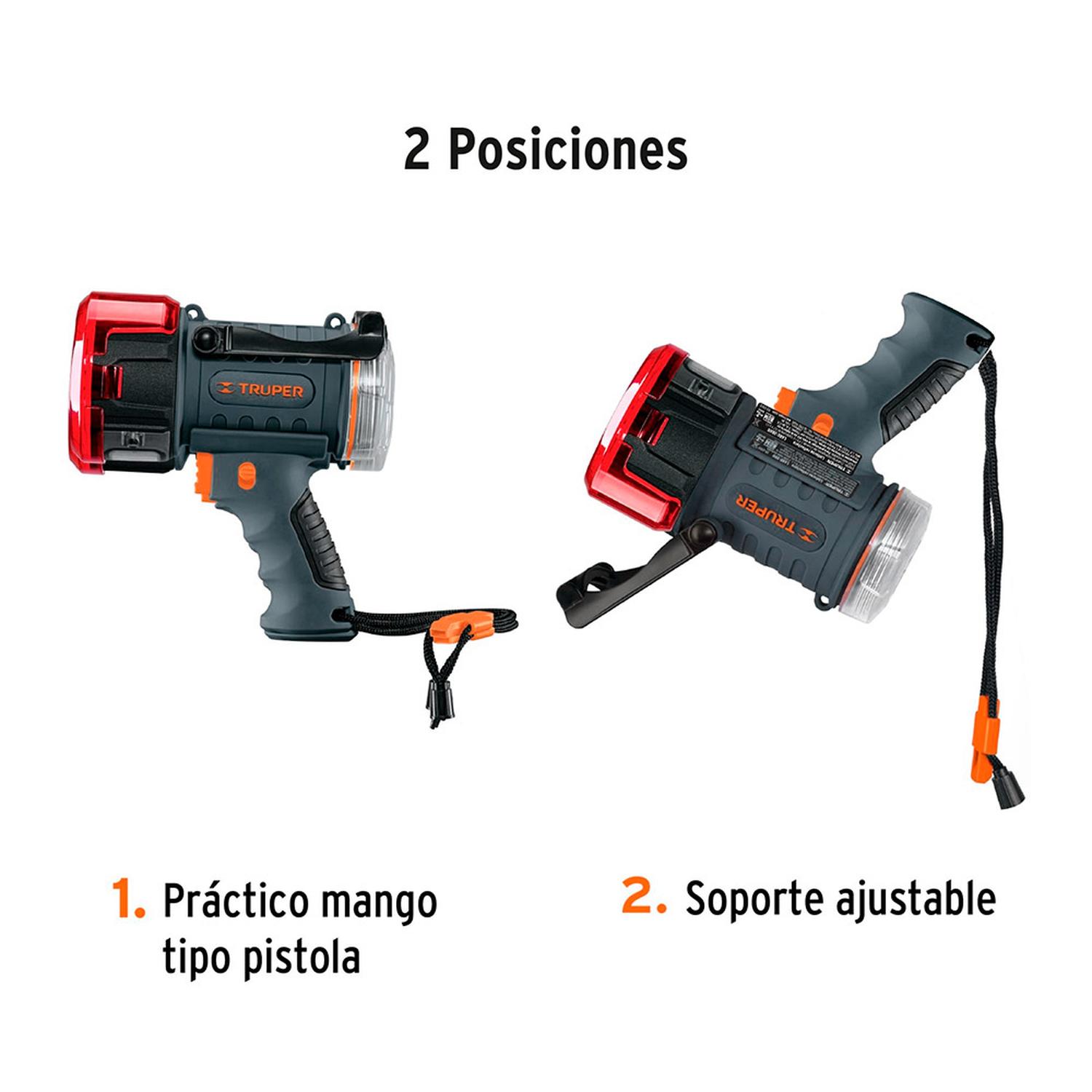 LINTERNA REFLECTORA RECARGABLE TRUPER LED 2000LM FILTRO ROJO EXTRAÍBLE Y SILBATO DE EMERGENCIA - 3