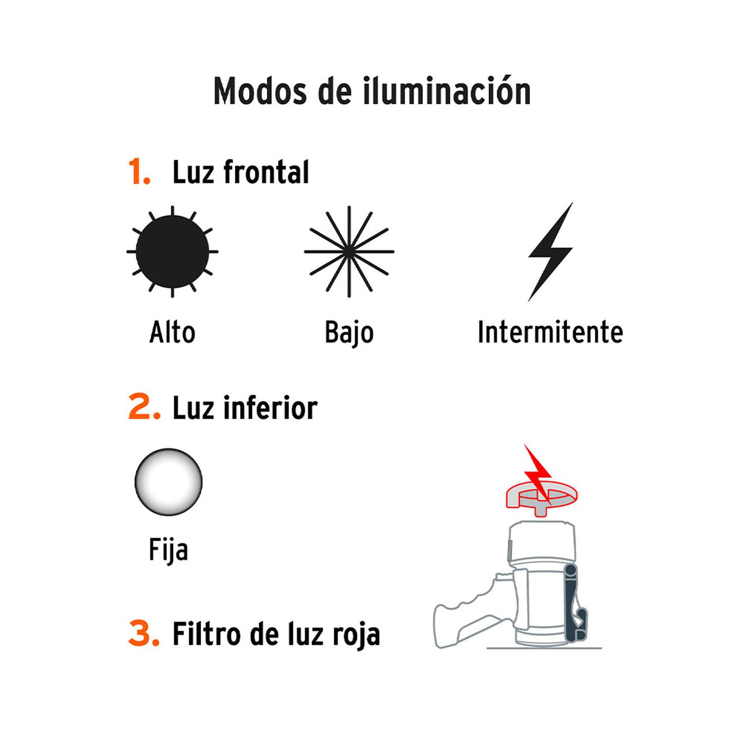 LINTERNA REFLECTORA RECARGABLE TRUPER LED 2000LM FILTRO ROJO EXTRAÍBLE Y SILBATO DE EMERGENCIA - 4